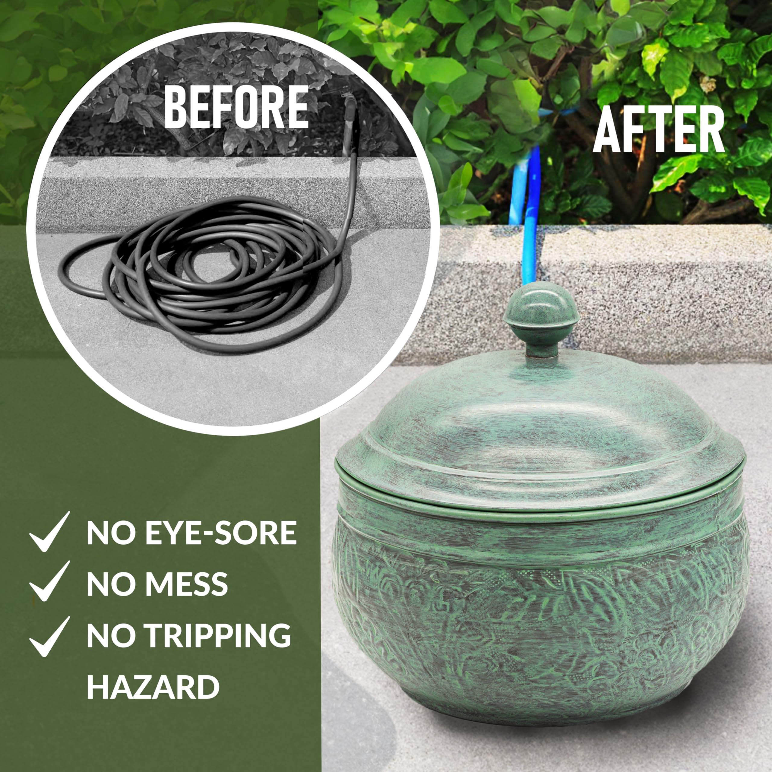 Good Directions 457-458 Key West Garden Hose Holder Pot, Large Capacity, Blue Verde Finish - Image 4