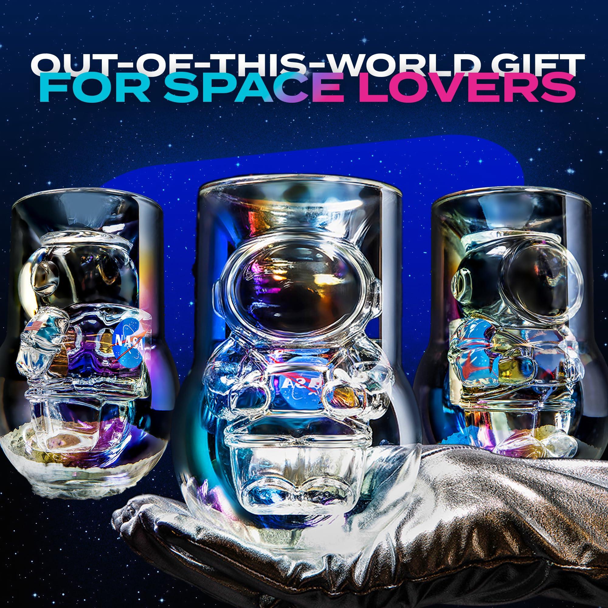 NASA Astronaut Glasses - 7 oz Set of 2 Double Wall Iridescent Drinkware with NASA symbol and Artemis Patch - Unique Glassware for Space Enthusiasts - Keeps Drinks Cold Longer - Image 6