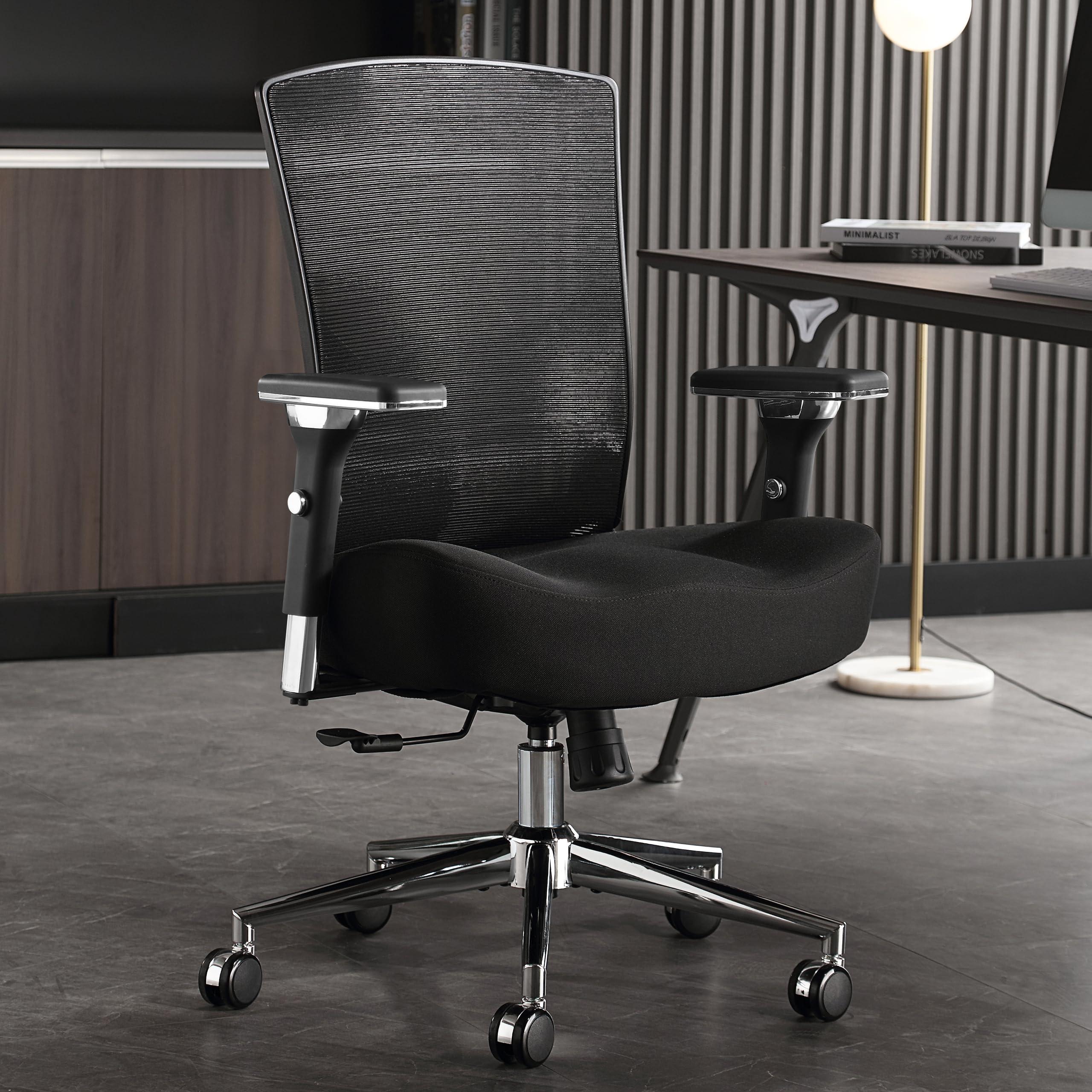 Big and Tall Office Chair 500lbs, Ergonomic Oversize Mesh Desk Chair, Heavy Duty High Back Computer Chair with Wide Thick Seat Cushion, Adjustable Lumbar Support, 4D Armrests - Image 2
