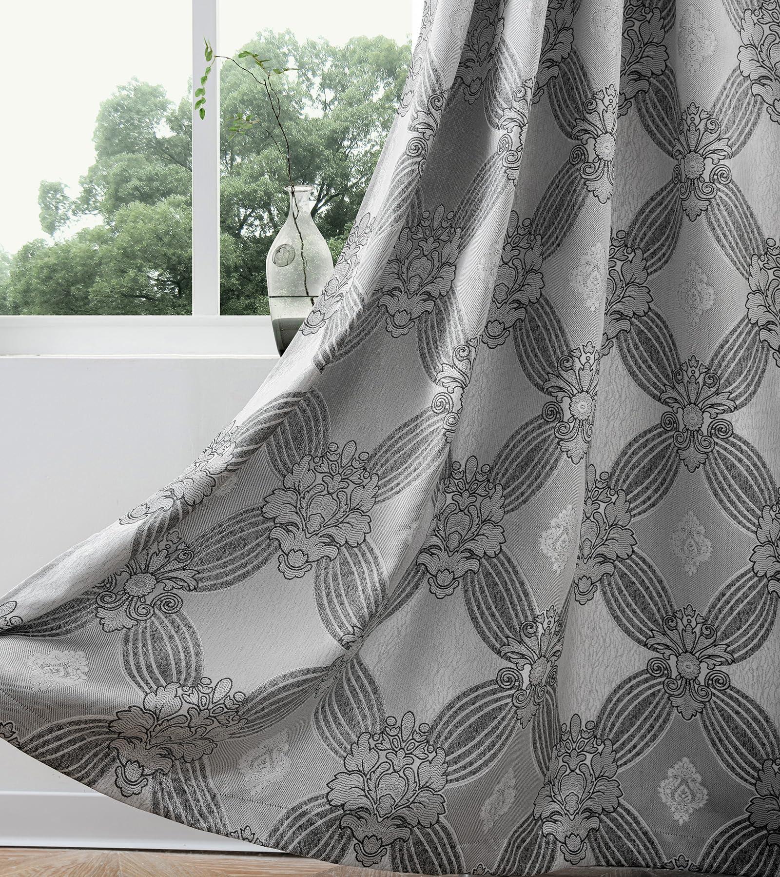 Petrichor Elegance Curtains with Gold Silver Threads 2 Panels Set - Luxury Window Treatment Attached Valance, Sheer Backing, and 2 Tie Backs for Bedroom and Living Room, 54x84 inches, Silver - Image 5