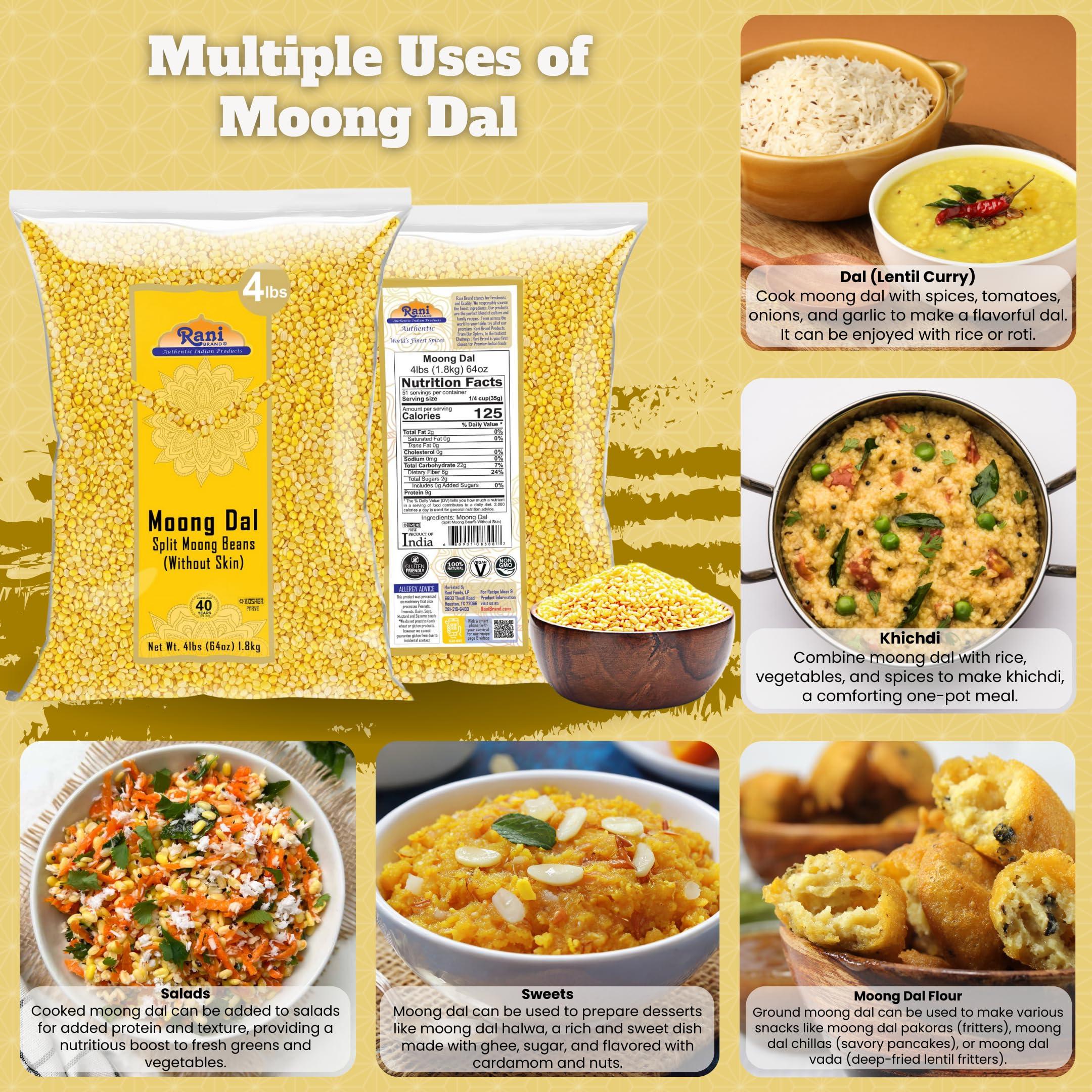 Rani Moong Dal (Split Mung Beans Without Skin) Lentils Indian 64oz (4lbs) 1.81kg Bulk ~ All Natural | Gluten Friendly | Non-GMO | Kosher | Vegan | Indian Origin - Image 3