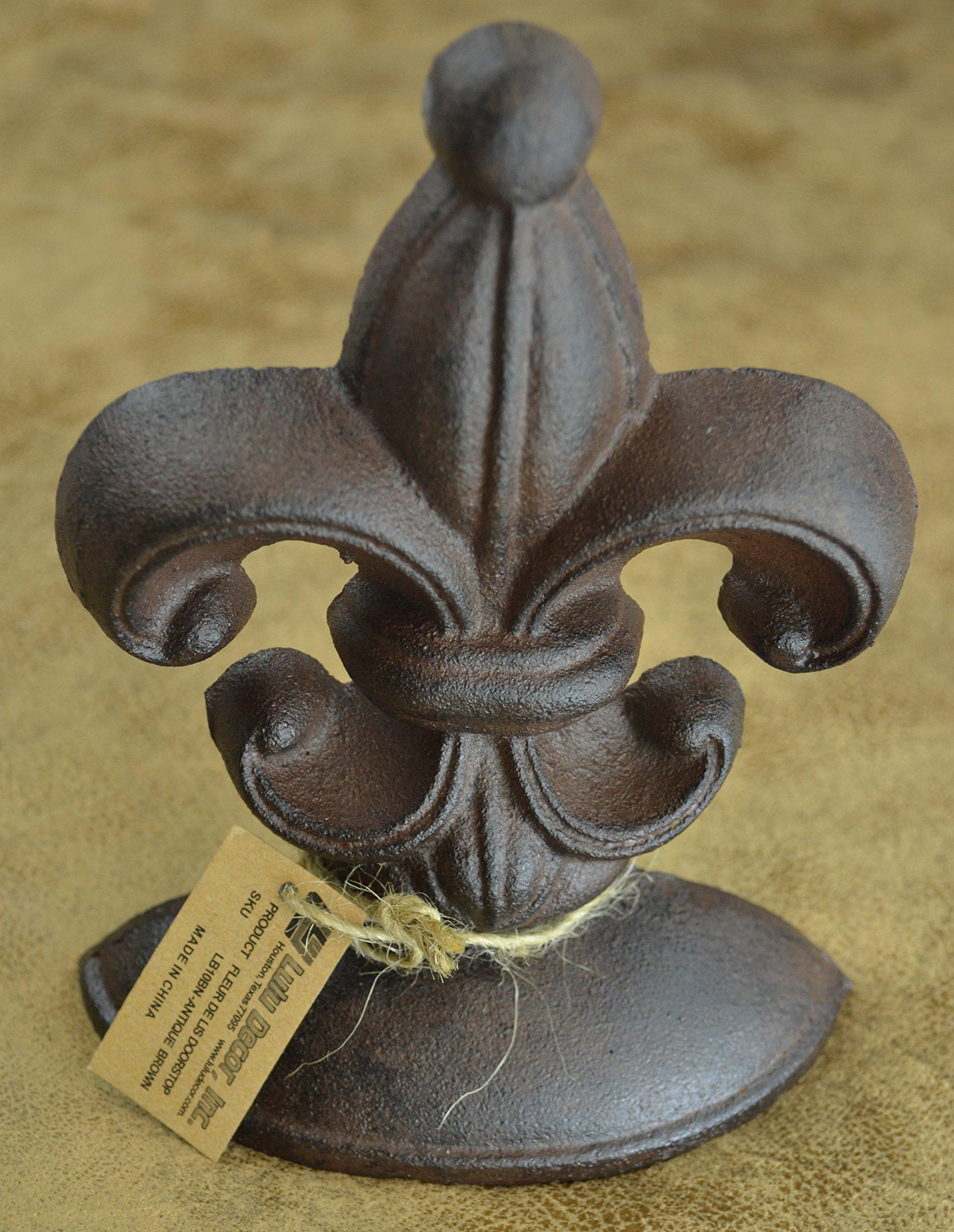 Lulu Decor, Cast Iron Fleur De Lis Door Stop, 2 Lbs, Door Stopper (Antique Brown) - Image 2