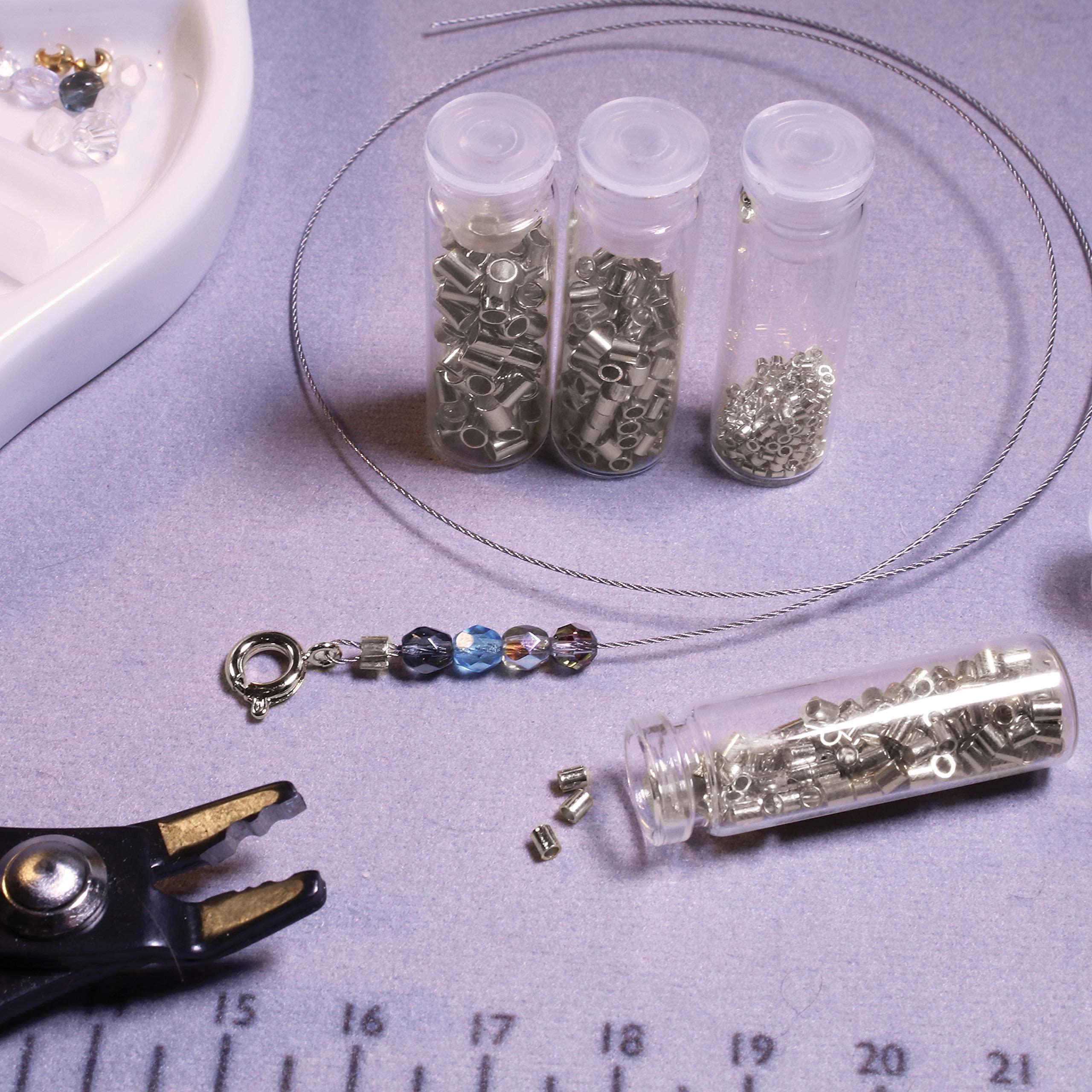 The Beadsmith Tube Crimp Beads, Basic Elements, 4 Vials in Assorted Sizes, Silver Color, Uniform Cylindrical Shape, No Sharp Edges, Designed to Secure The Ends of Jewelry Stringing Wires and Cables - Image 6