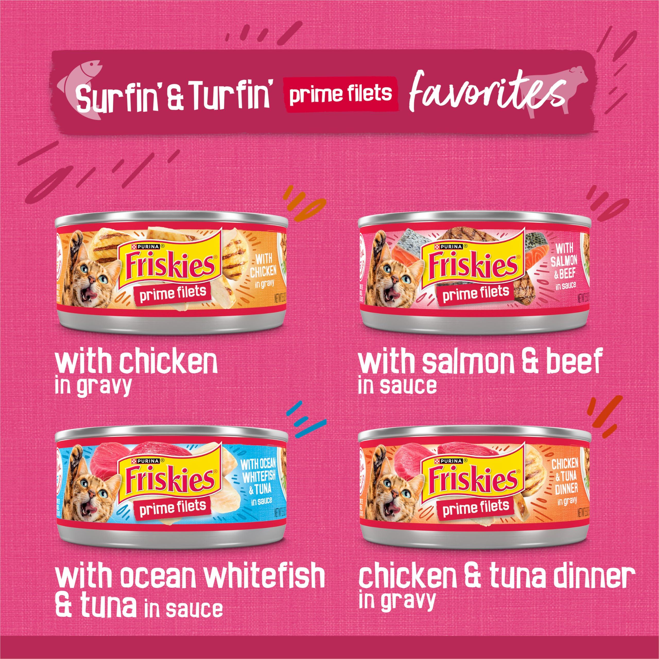 Purina Friskies Gravy Wet Cat Food Variety Pack, Surfin’ and Turfin’ Prime Filets Favorites - (Pack of 40) 5.5 oz. Cans - Image 3