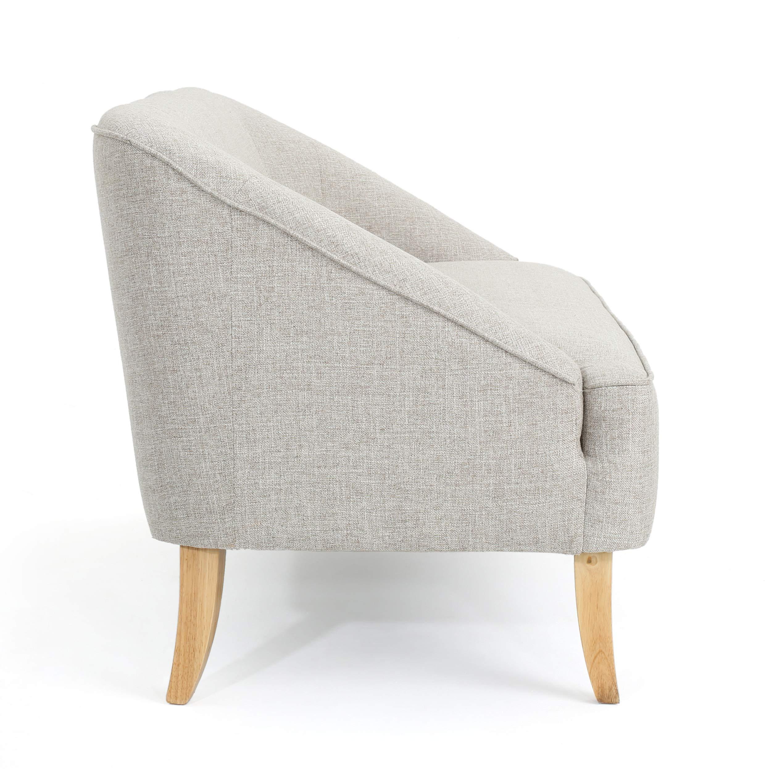 Christopher Knight Home Justus Mid-Century Modern Fabric Loveseat, Beige / Natural - Image 6