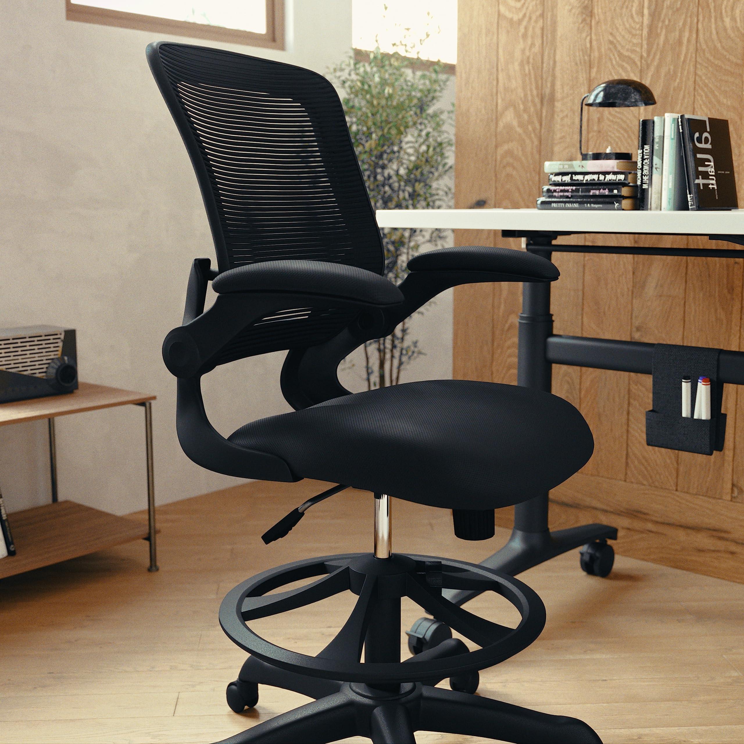 Flash Furniture Kale Mid-Back Swivel Office Chair with Adjustable Foot Ring, Lumbar Support, and Seat Height, Ergonomic Mesh Executive Chair, Black - Image 7