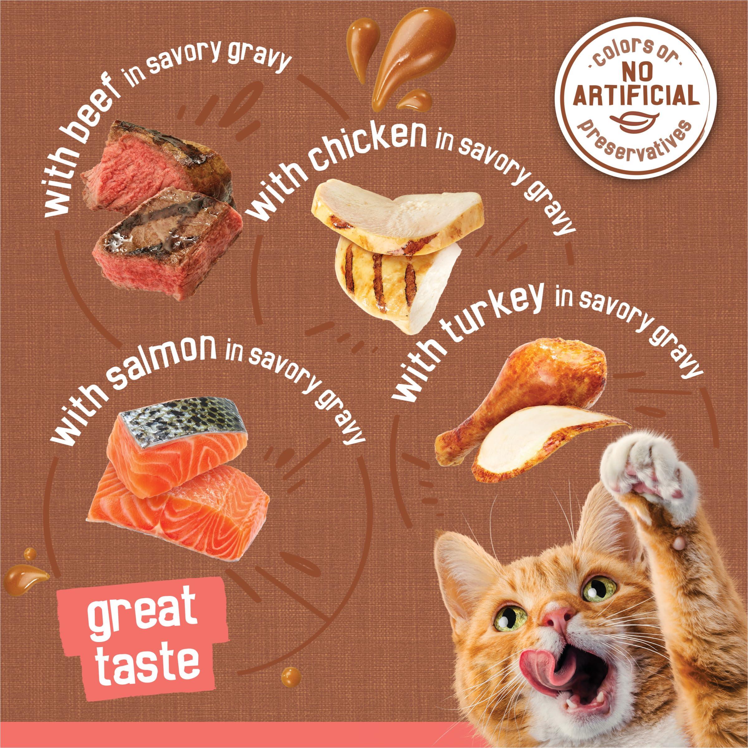 Purina Friskies Extra Gravy Wet Cat Food Chunky 24ct Variety Pack (With Chicken, Turkey, Salmon, Beef) - (Pack of 24) 5.5 oz. Cans - Image 3