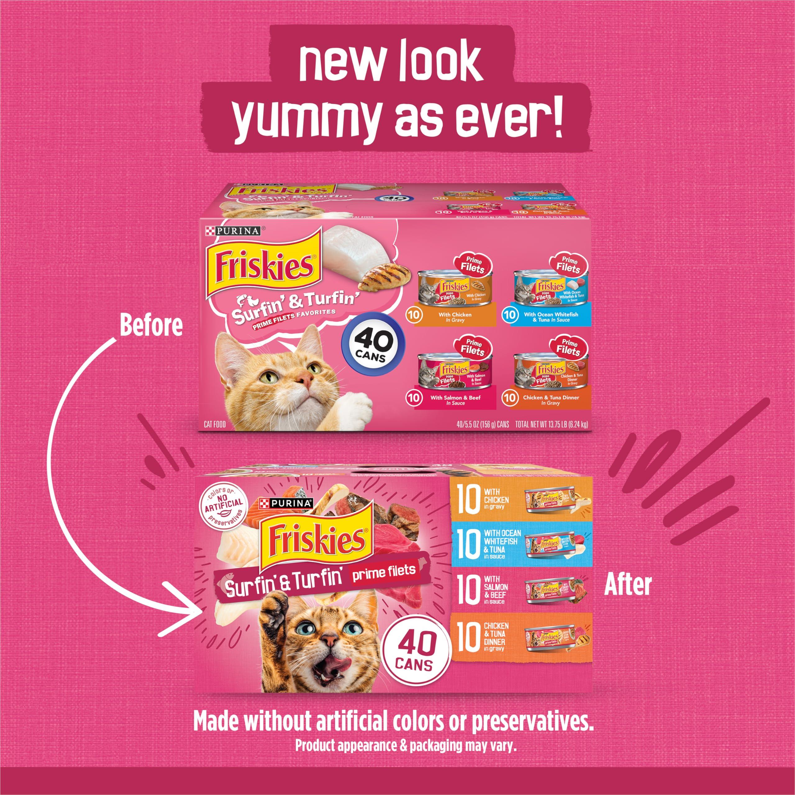 Purina Friskies Gravy Wet Cat Food Variety Pack, Surfin’ and Turfin’ Prime Filets Favorites - (Pack of 40) 5.5 oz. Cans - Image 2