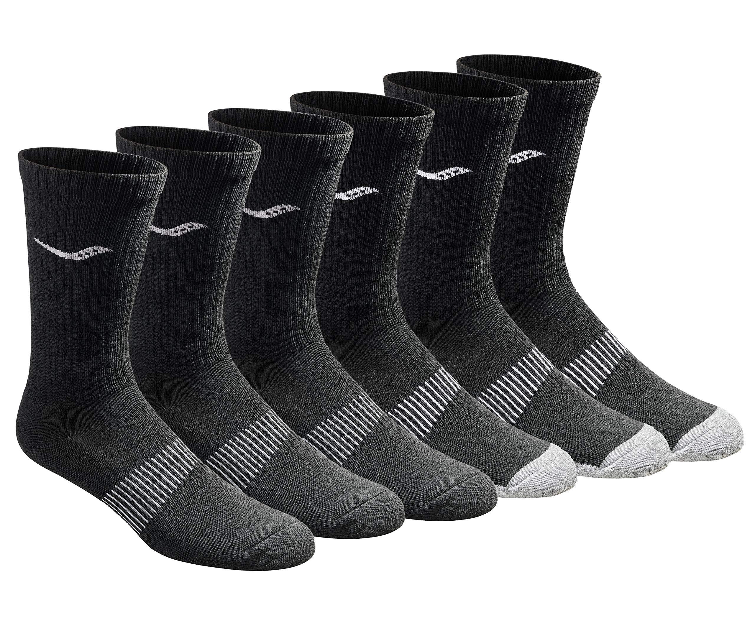 Saucony Men's RunDry Mesh Ventilating Comfort Fit Performance Crew Socks, Available in L-XL (3, 6, 12 Pairs)