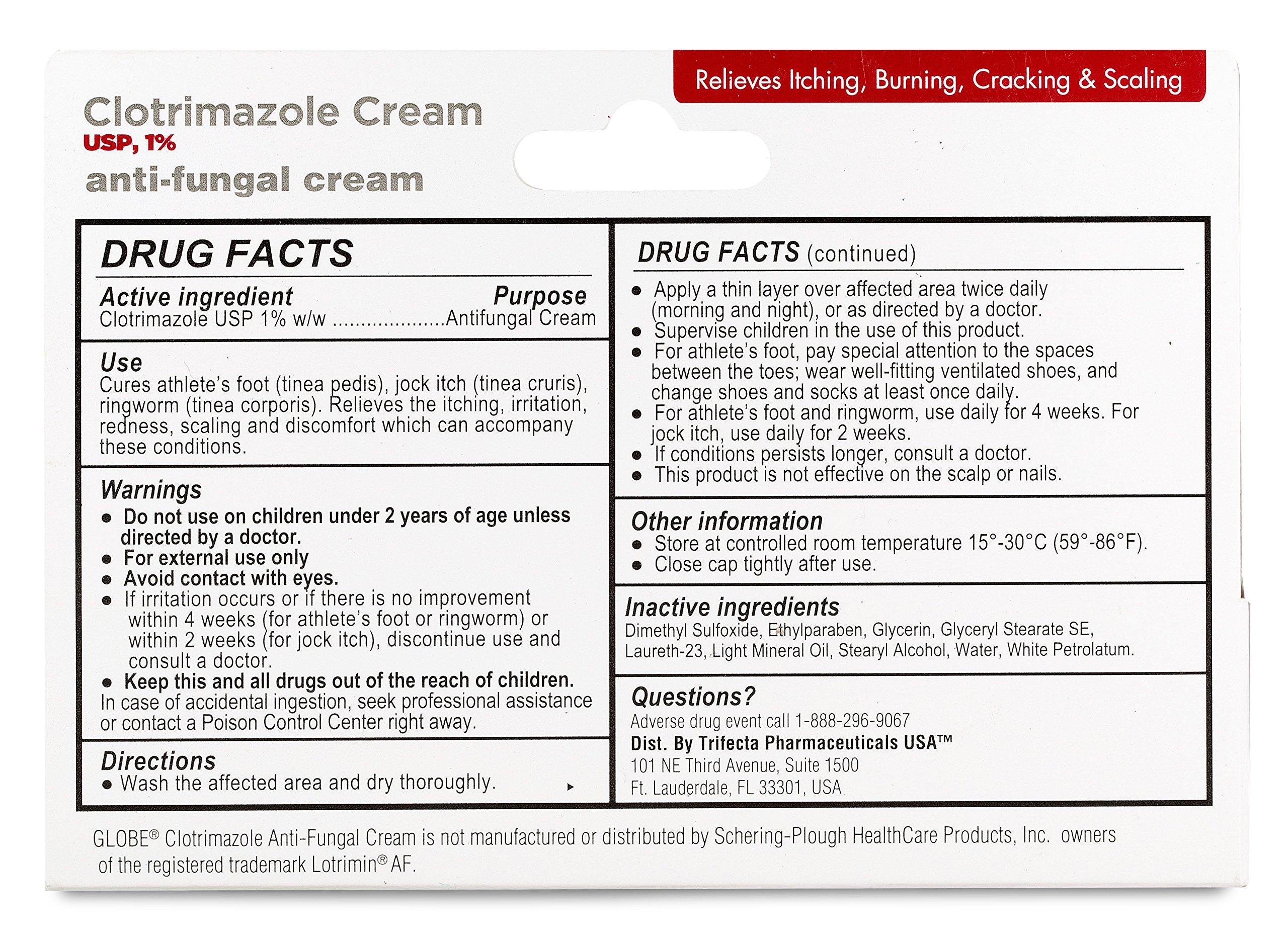 Globe Clotrimazole Antifungal Cream 1% USP (1 oz), Anti Fungal Treatment, Relieves Itching, Burning, Cracking and Scaling Associated Athletes Foot, Jock Itch, Ringworm and More - Image 8