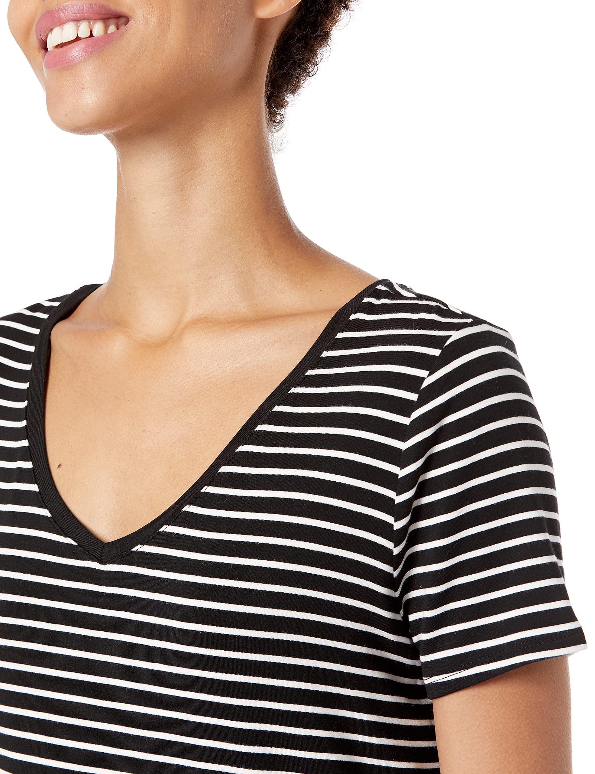 Amazon Essentials Women's Relaxed-Fit Short-Sleeve V-Neck Tunic (Available in Plus Size), Multipacks - Image 3