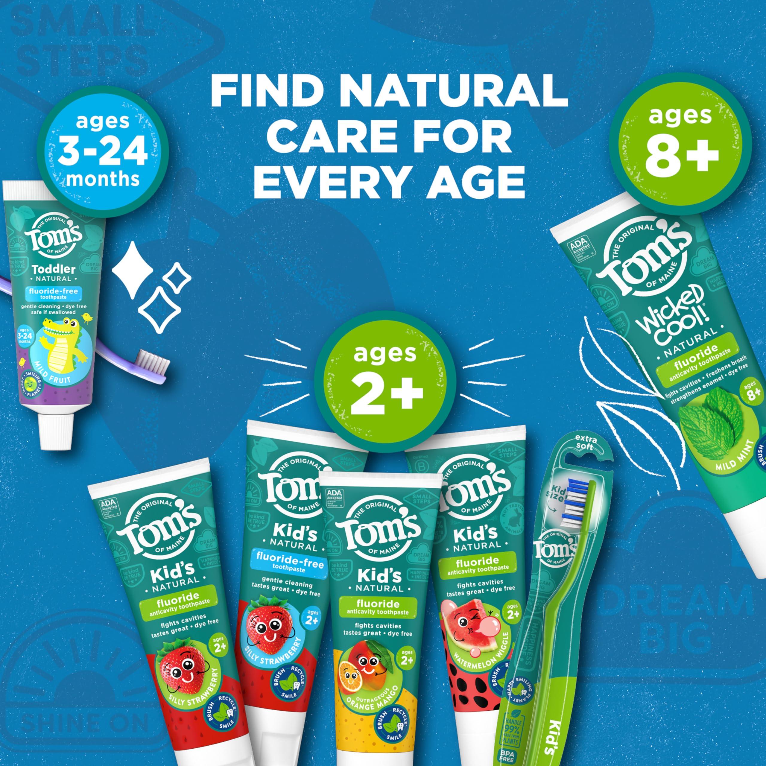 Tom's of Maine ADA Approved Fluoride Kids Toothpaste, Natural Toothpaste, Dye Free, No Artificial Preservatives, Silly Strawberry, 5.1 oz. 3-Pack (Packaging May Vary) - Image 6