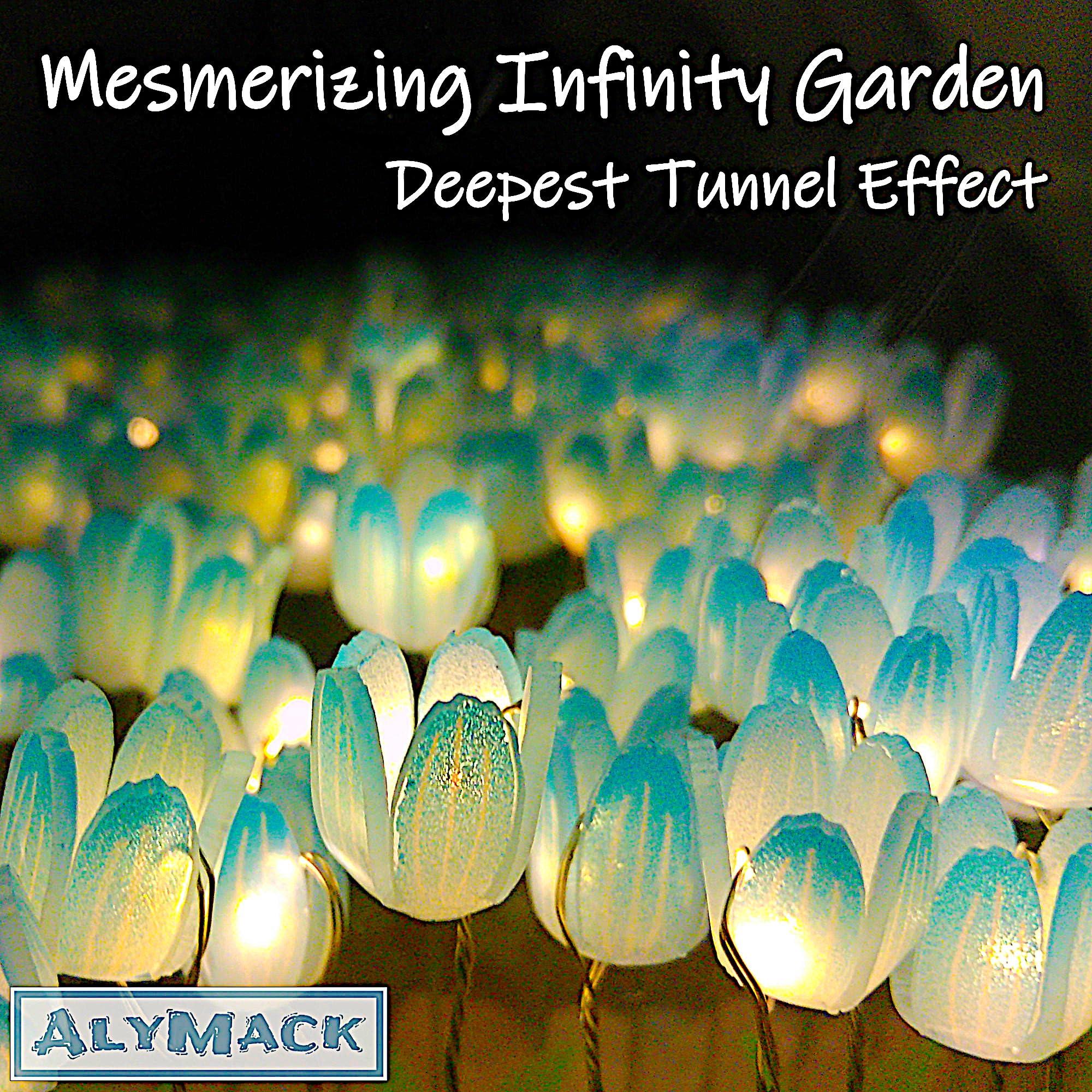 ALYMACK Handmade Tulip Lamp Fully Assembled - Flower Night Light Cuteness Lamps - Tulip and Rose Infinity Mirror in a Glass - Gift for Women or Girl - Lampara de Tulipanes Infinitos (Blue, USB) - Image 3