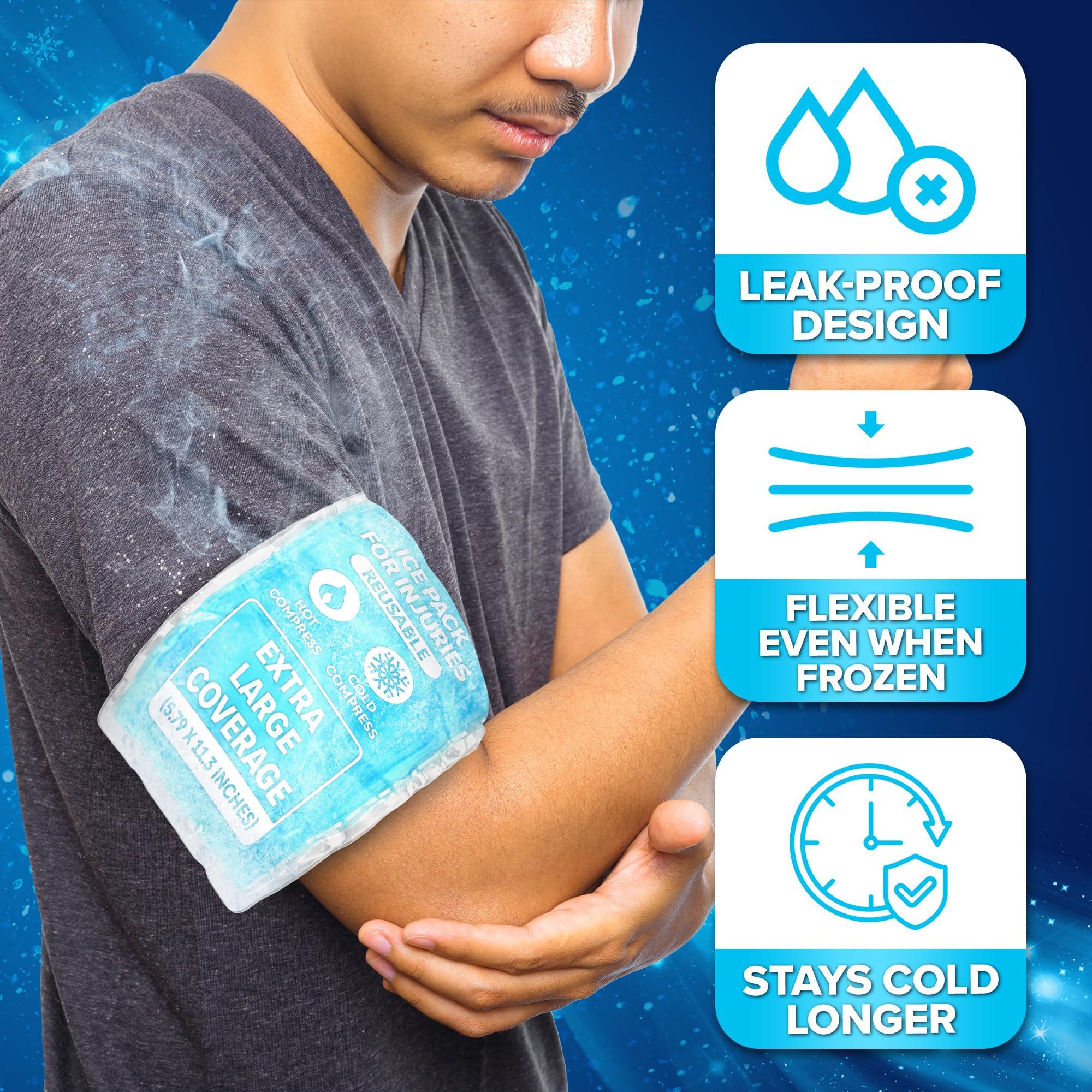 JJ CARE Gel Ice Packs Reusable (Pack of 2) - Ice Packs for Injuries Reusable - Soft Ice Pack for Injuries with Wrap - Flexible Therapy, for Knee, Back, Neck, Wrist, & Ankle - Image 5