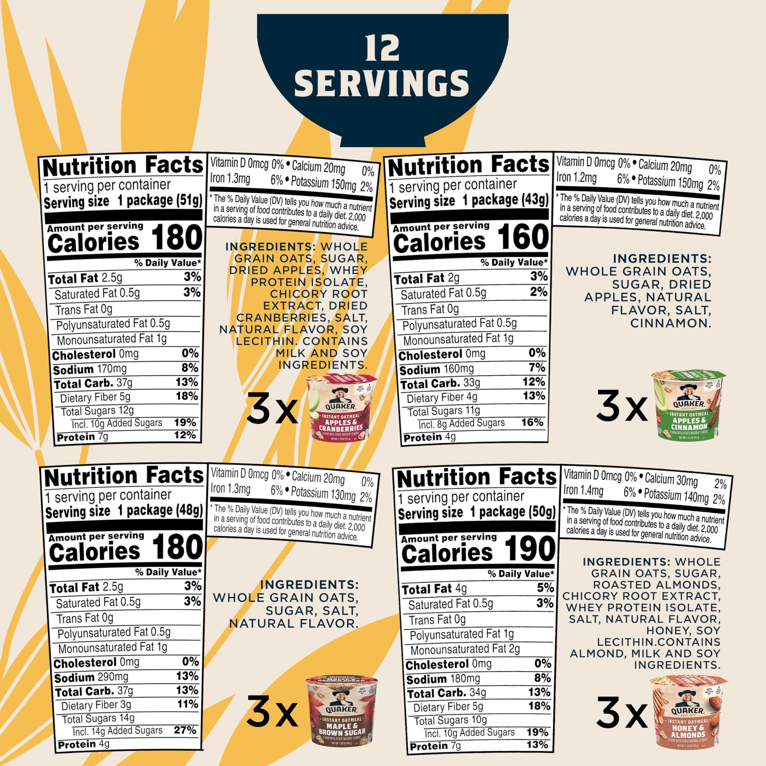Quaker Instant Oatmeal Express Cups, 4 Flavor Variety Pack, 1.76 Ounce (Pack of 12) - Image 5