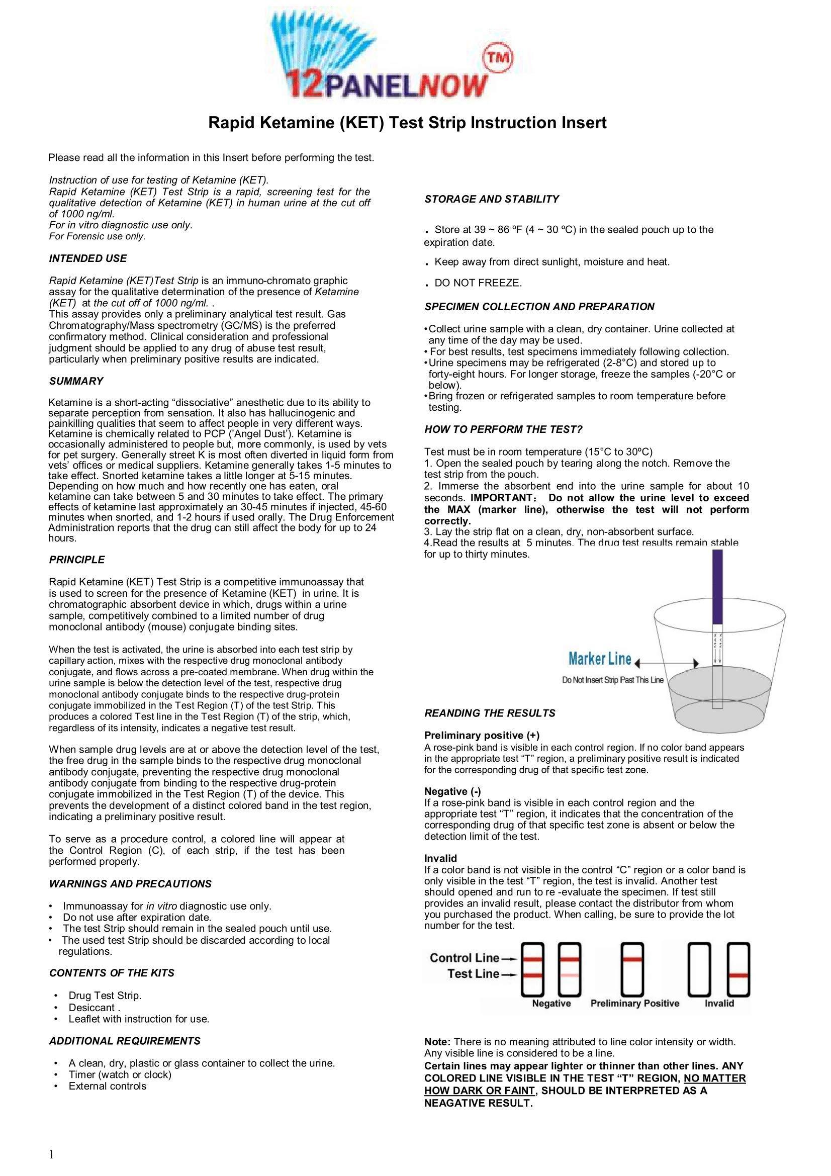 12 Panel Now KET/Keta Urine Test Strips, Easy to Use, One Step, Results in 5 Minutes (Pack of 25) - Image 8