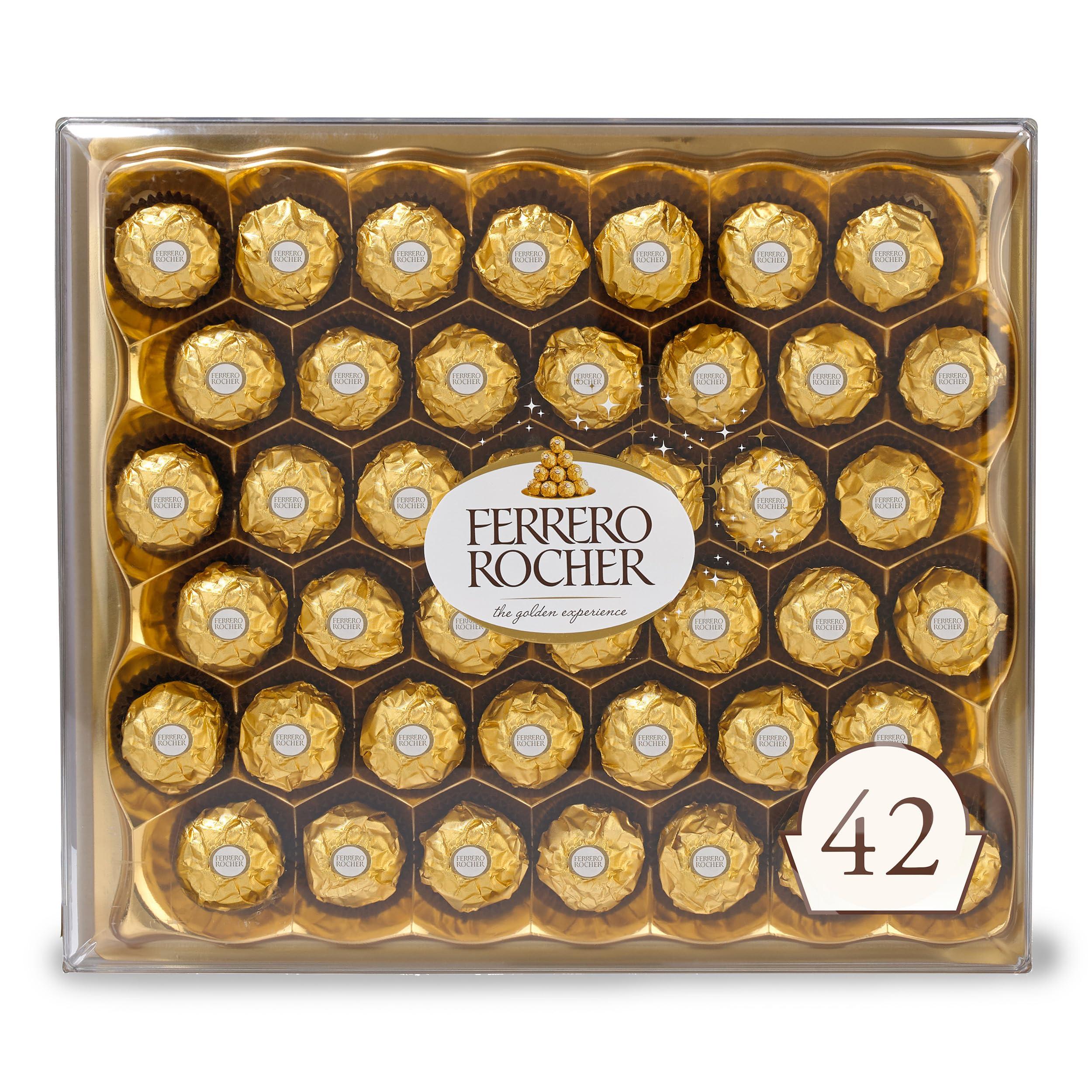 Ferrero Rocher, 42 Count, Premium Milk Chocolate Hazelnut, Chocolates for Gifting, 18.5 oz