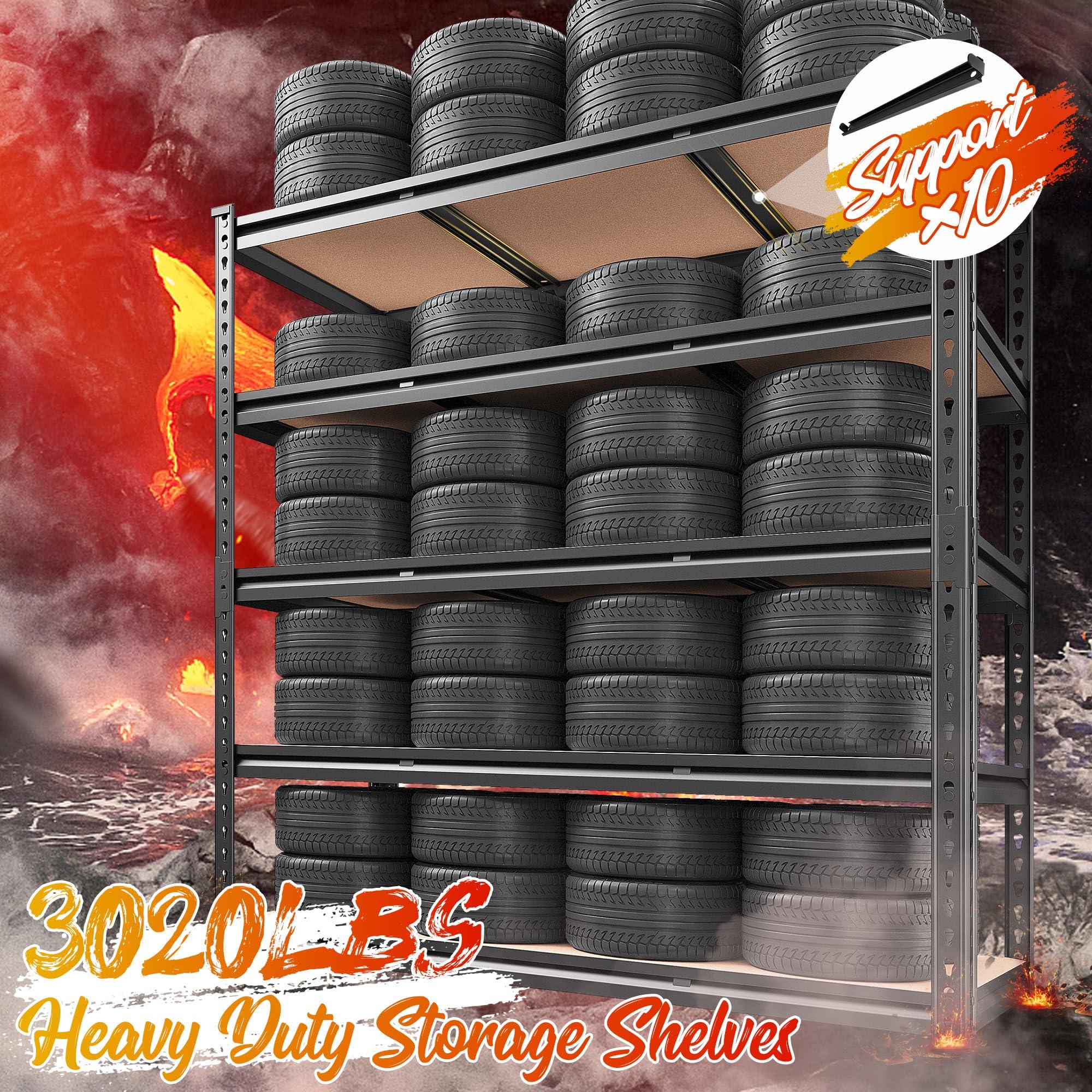 REIBII 48" W Garage Shelving Heavy Duty 3020LBS Storage Shelves 5 Tier Heavy Duty Shelving Adjustable Garage Shelves for Basement, Warehouse, Commercial, Easy Assemble, 48" W x 72" H x 24" D - Image 4