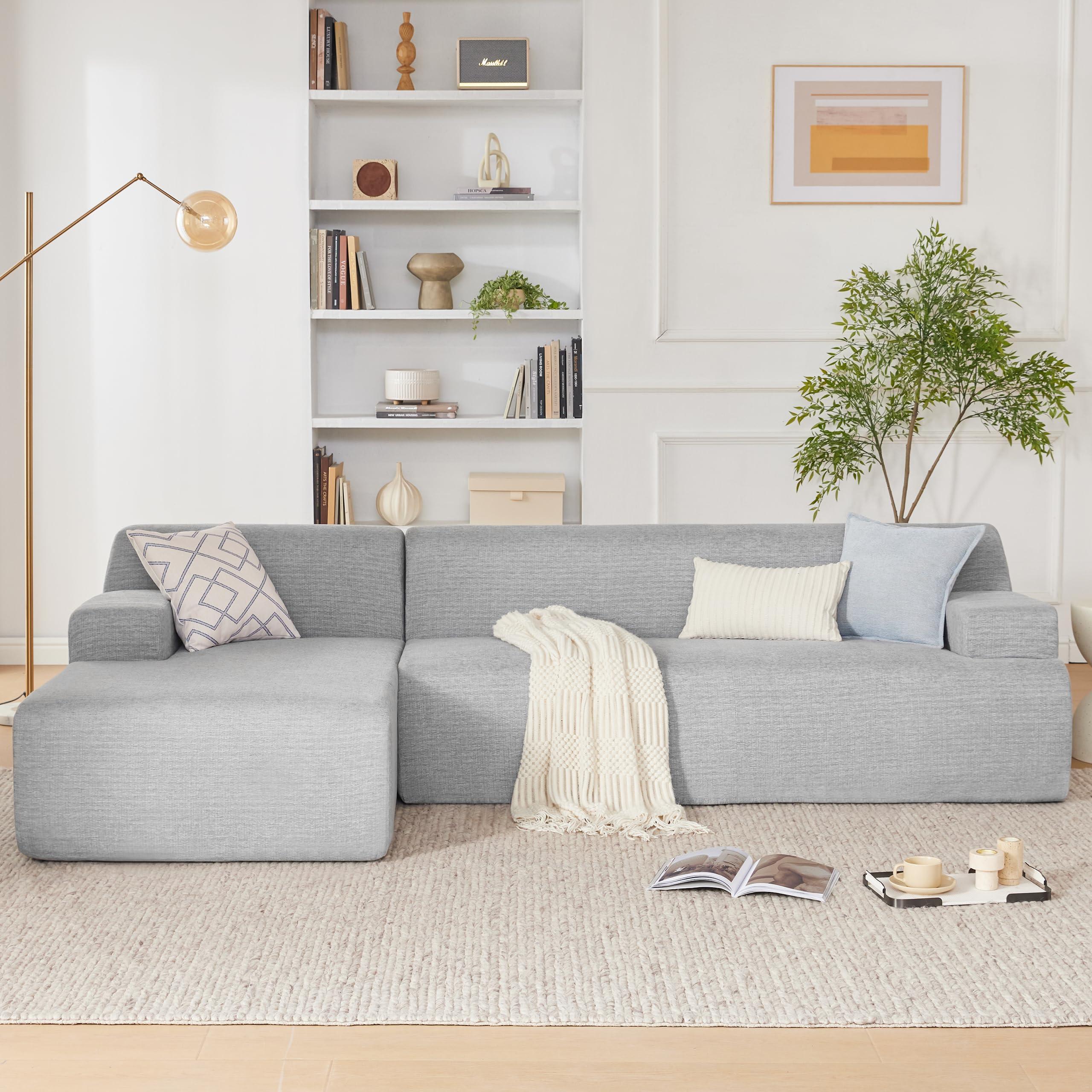 Huatean Home 107” Modular Sectional Sofa, Modern Sofa for Living Room, High Density Sponges Cloud Couch Sectional, L-Shape Couches for Living Room, LightGrey - Image 4