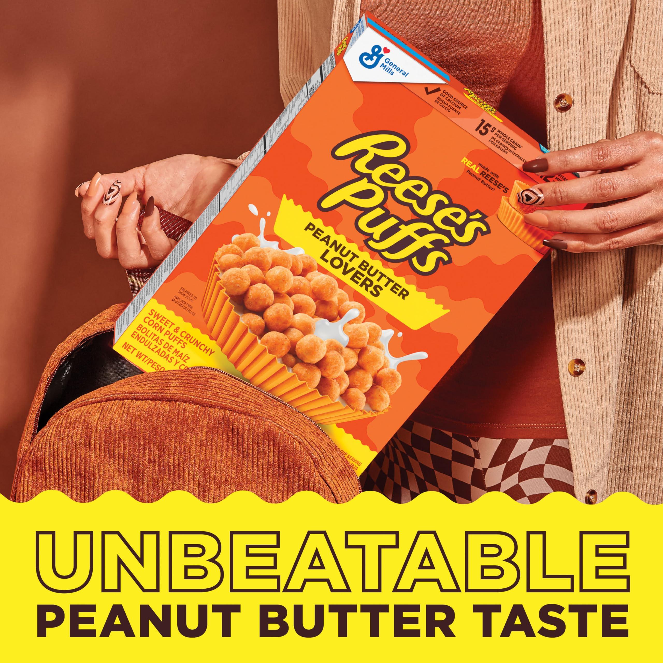 REESE'S PUFFS Peanut Butter Lovers Breakfast Cereal, Made with Whole Grain and Real REESE'S Peanut Butter, Family Size, 19.7 oz - Image 5