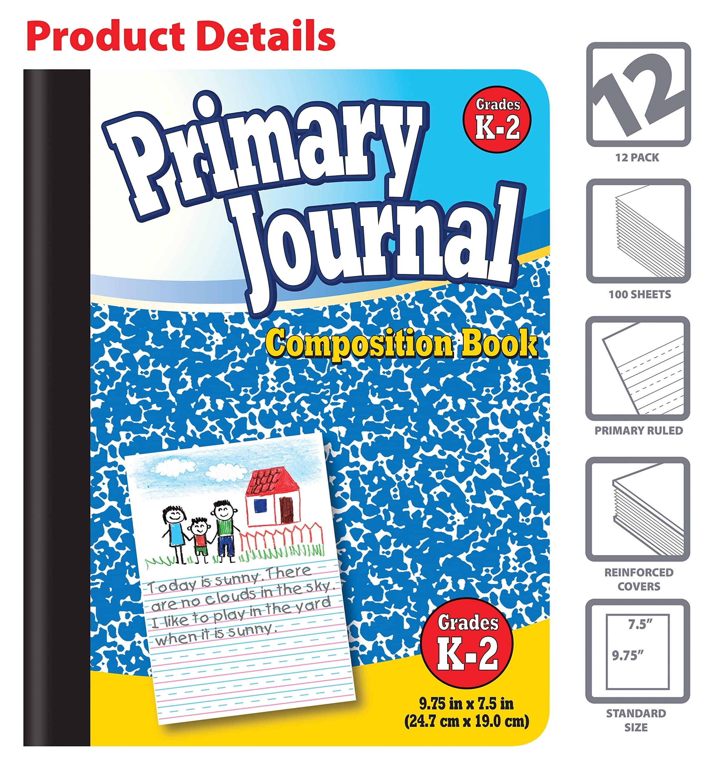 Better Office Products Primary Journal, Hardcover, Primary Composition Book Notebook - Grades K-2, 100 Sheet, One Subject, 9.75" x 7.5", Blue Cover-12 Pack - Image 4