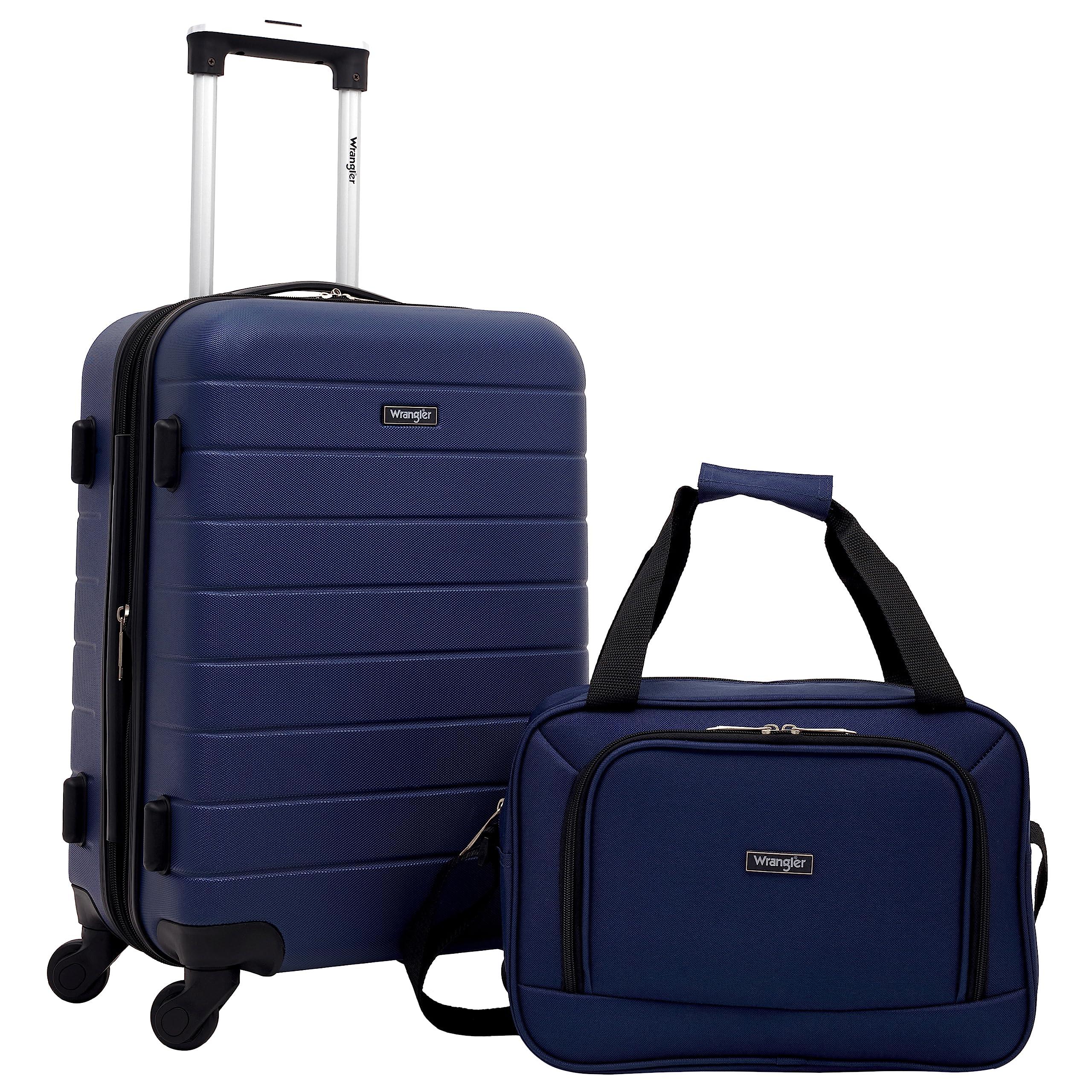 Wrangler Smart Luggage Cup Holder and USB Port, Navy Blue, 2 Piece Set - Image 5