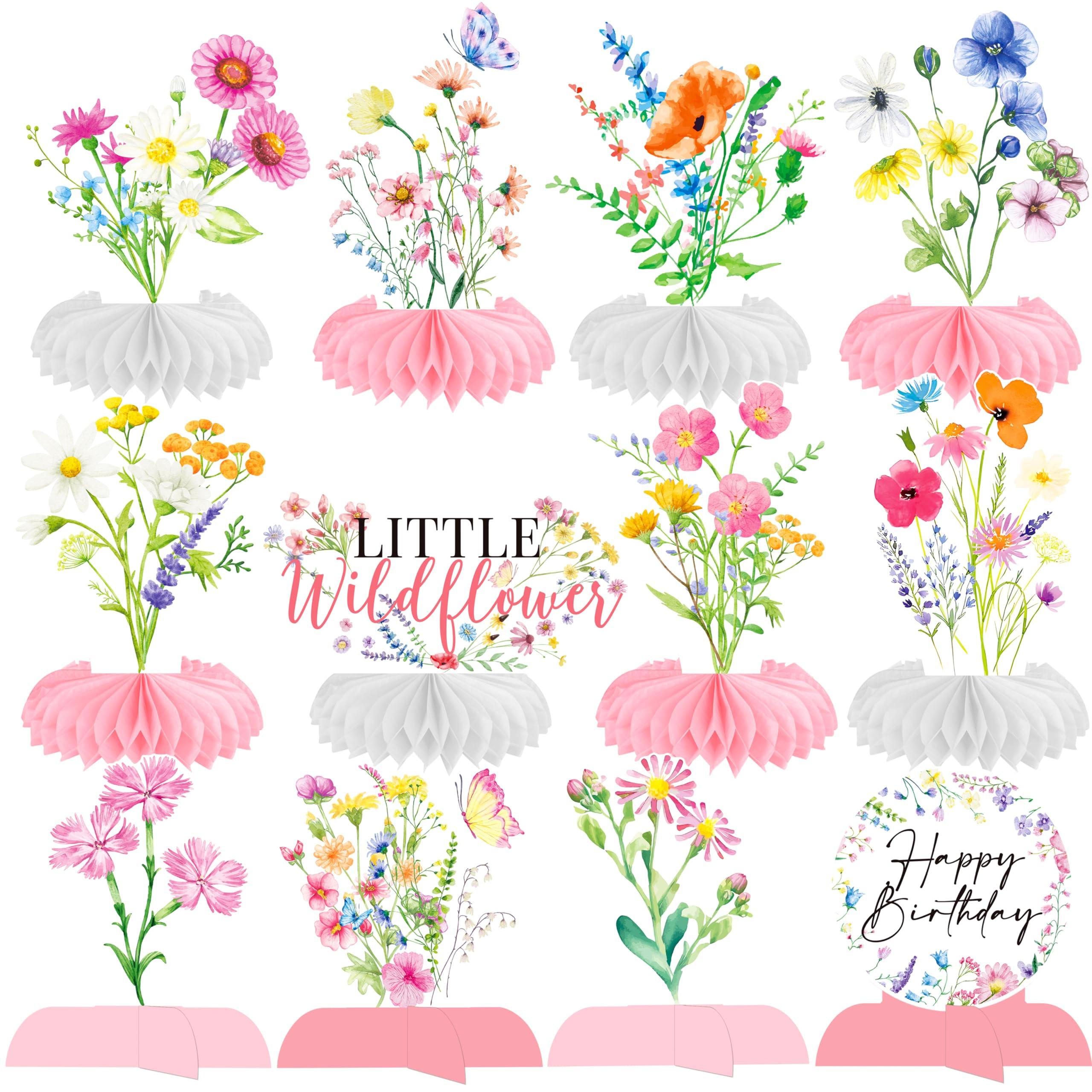 Wildflowers Honeycomb Centerpieces Wildflower Birthday Table Decorations 12PCS Spring Wildflower Theme Table Centerpieces for Wedding Little Wildflowers Baby Shower Supplies
