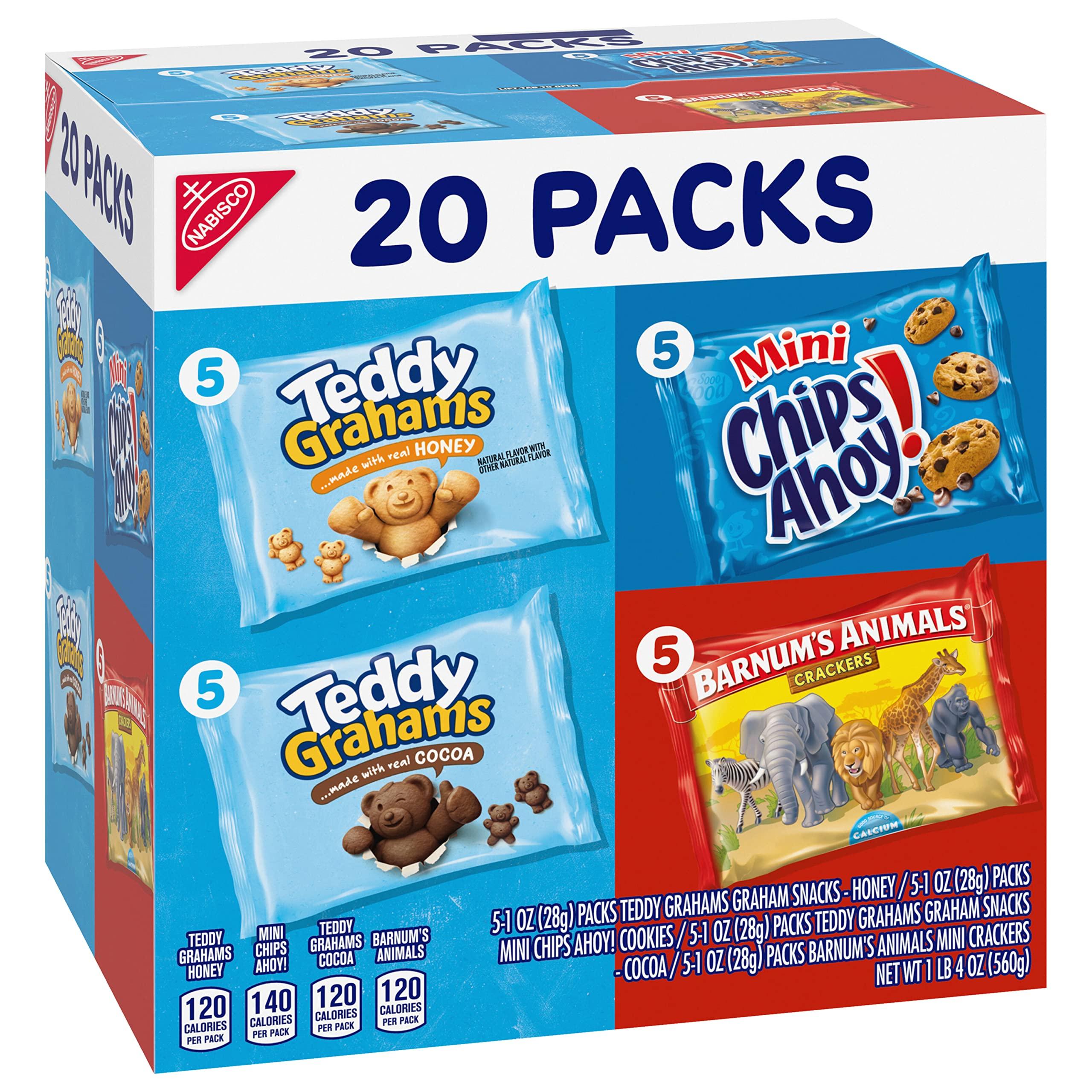 Nabisco Fun Shapes Variety Pack, Barnum's Animal Crackers, Teddy Grahams and CHIPS AHOY! Cookies, 20 Snack Packs - Image 11