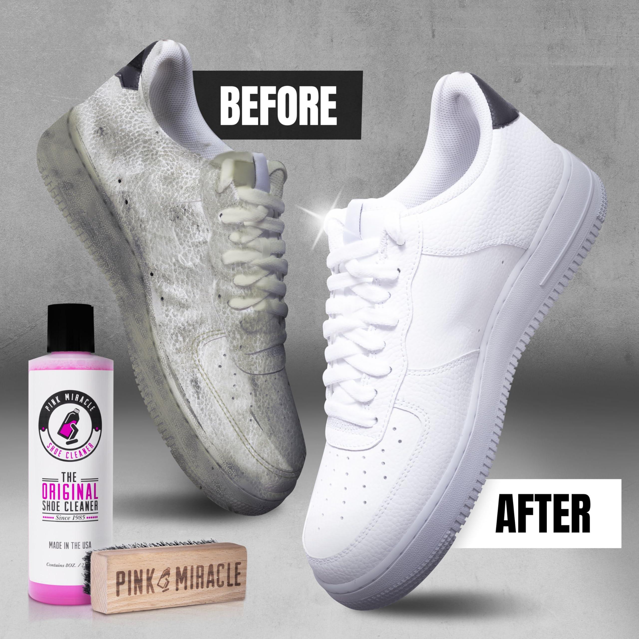 Pink Miracle Shoe Cleaner Kit with Bottle and Brush For Fabric Cleaner For Leather, Whites, Suede and Nubuck Sneakers - Image 2