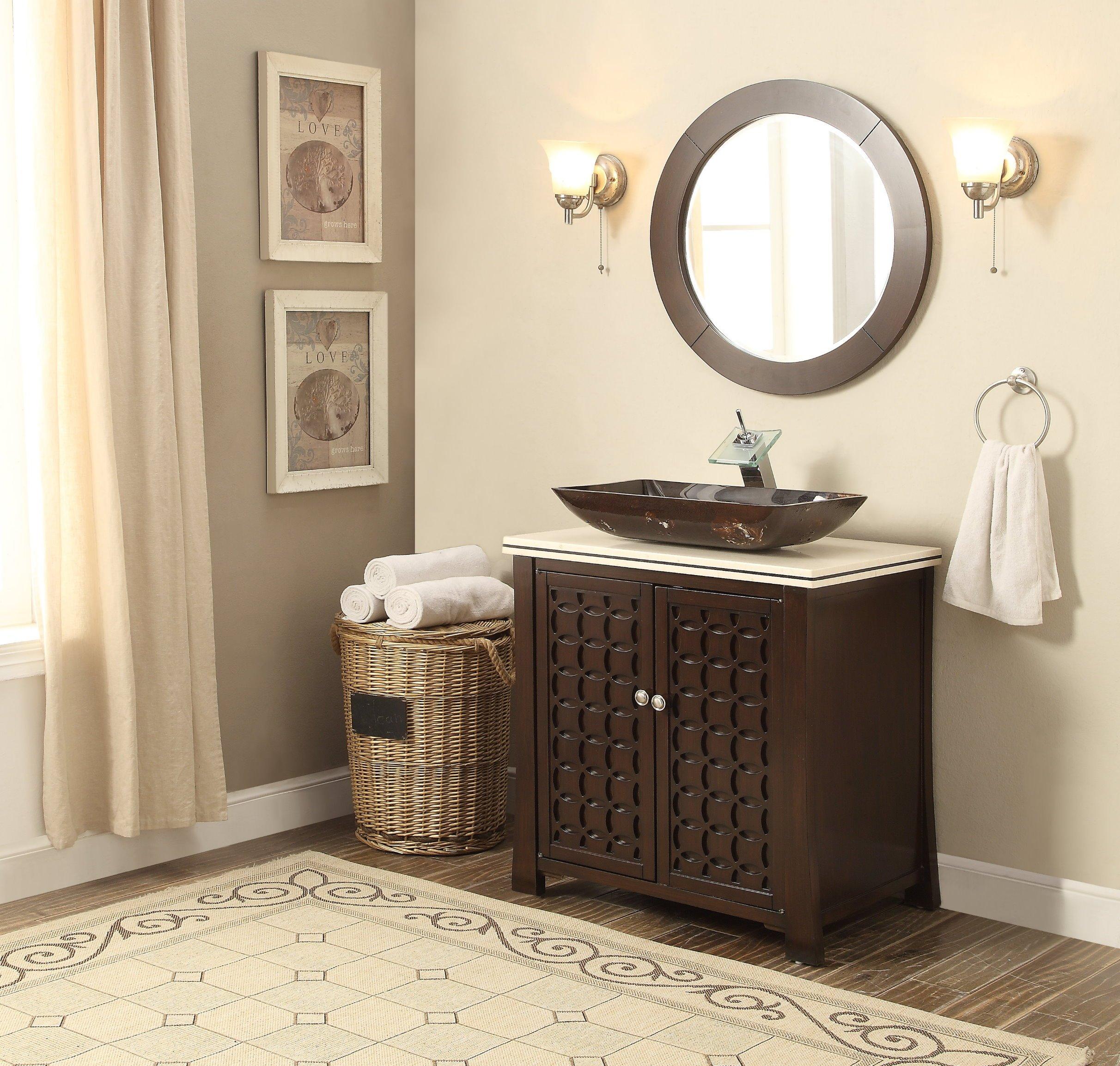 30" Giovanni Vessel Sink Bathroom Sink Vanity with Matching Mirror - Model # HF339A-MIR-FA - Image 3