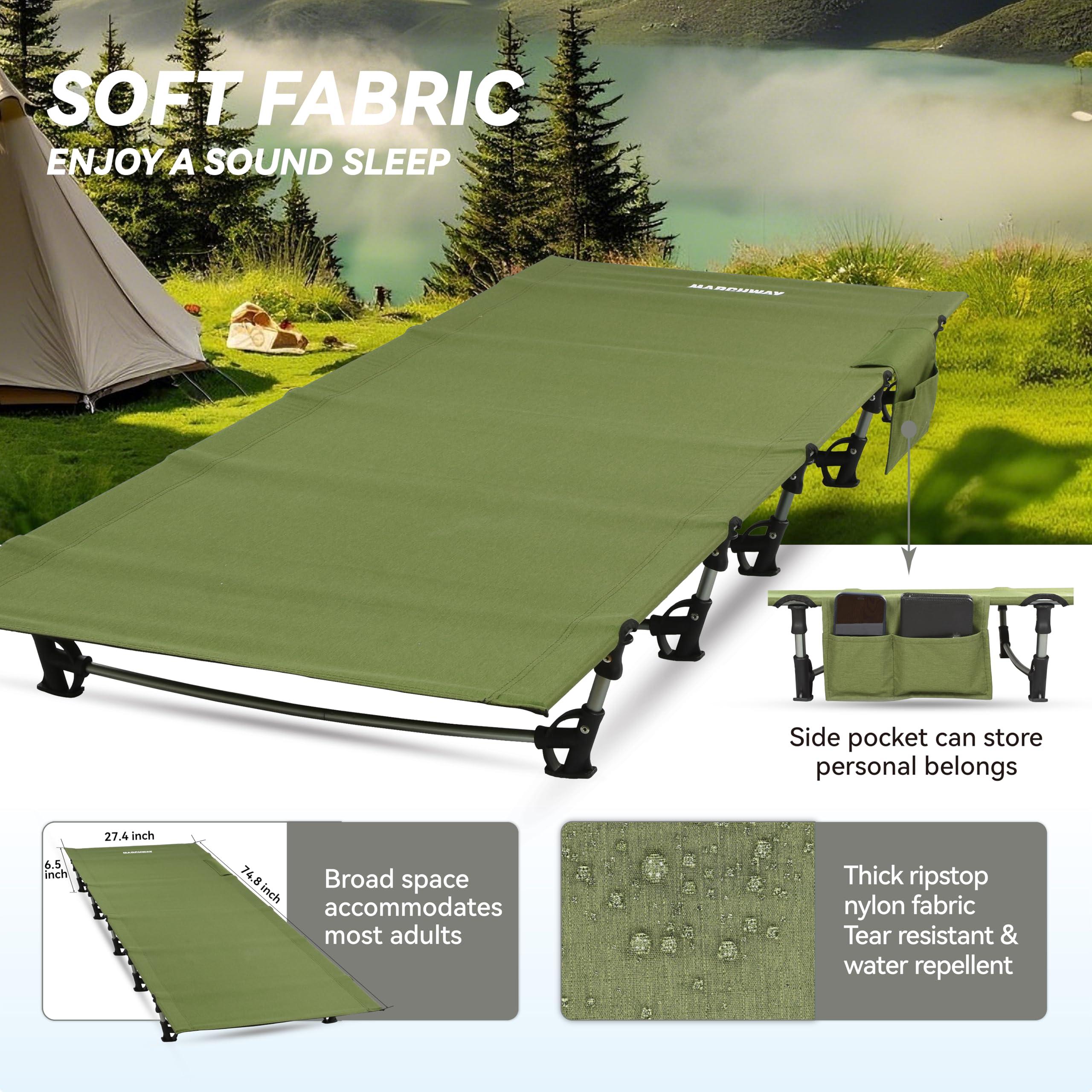 MARCHWAY Ultralight Folding Tent Camping Cot Bed, Portable Compact for Outdoor Travel, Base Camp, Hiking, Mountaineering, Lightweight Backpacking (Army Green) - Image 4