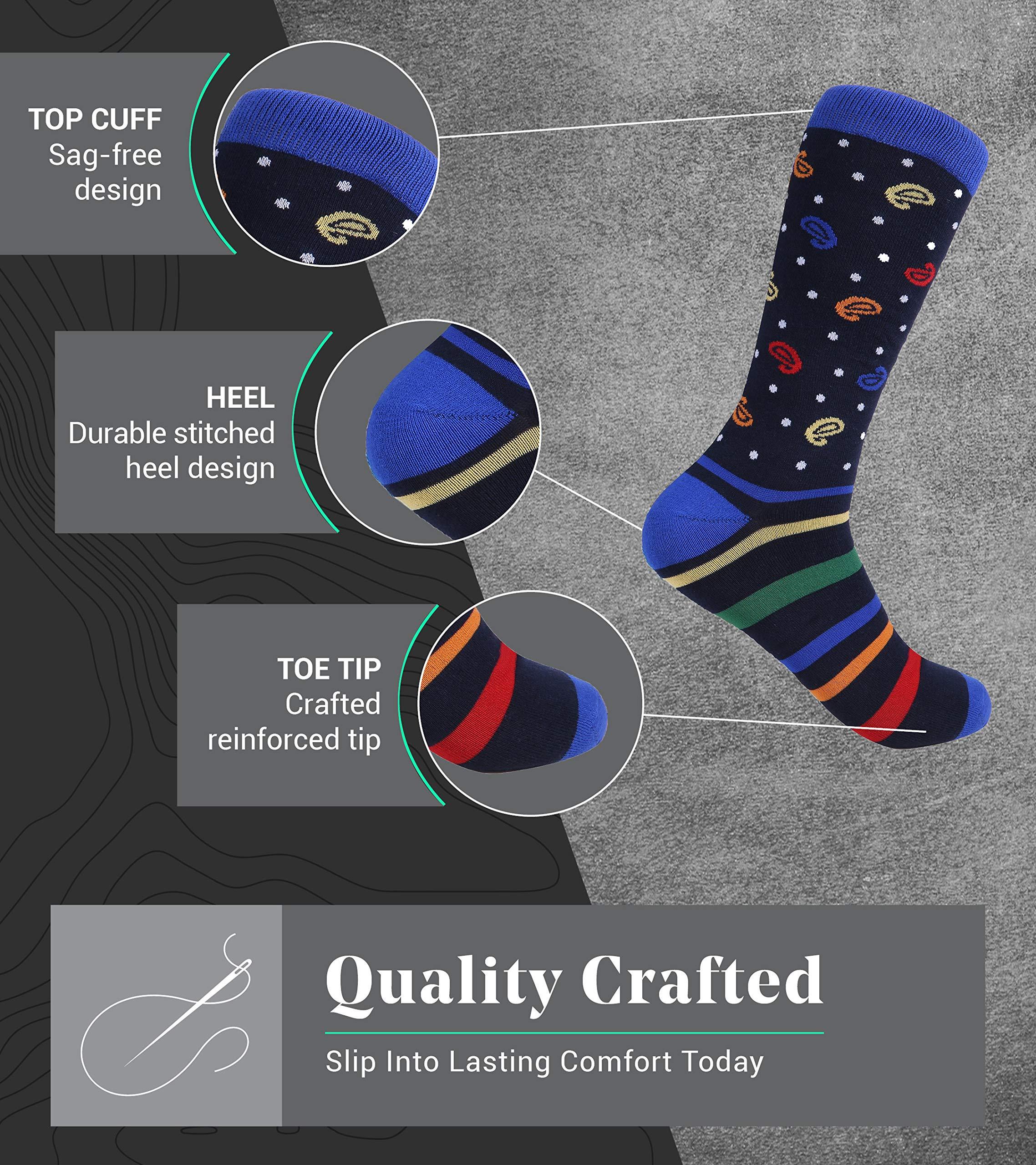 Marino Mens Dress Socks - Fun Colorful Socks for Men - Cotton Funky Socks - 6 Pack - Image 2