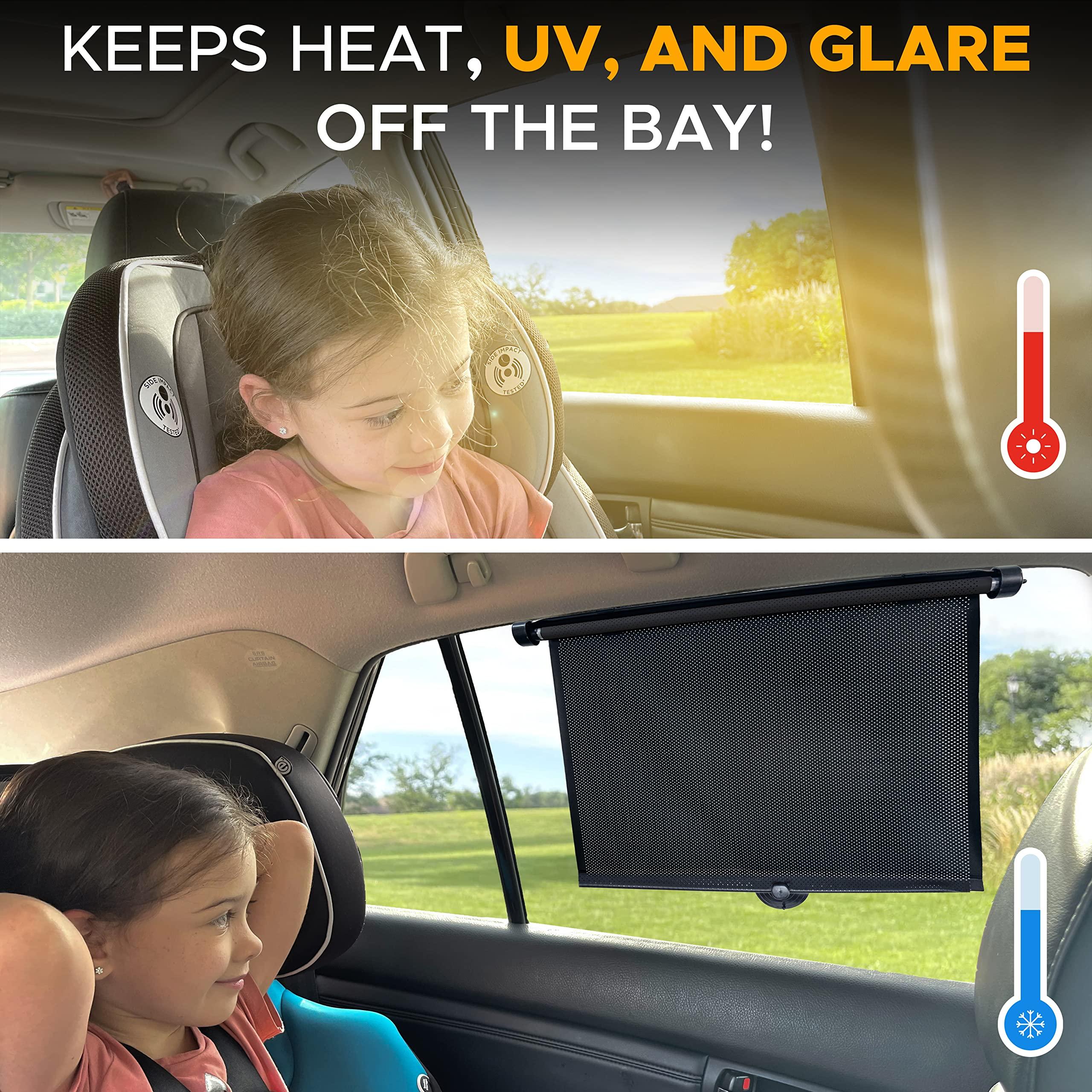 EcoNour Car Side Window Sun Shade (2 Pack) | Retractable Roller Sunshade for Kids | Baby Car Window Shades for UV and Sun Glare Protection | Baby Travel Accessories (15"x17") - Image 7