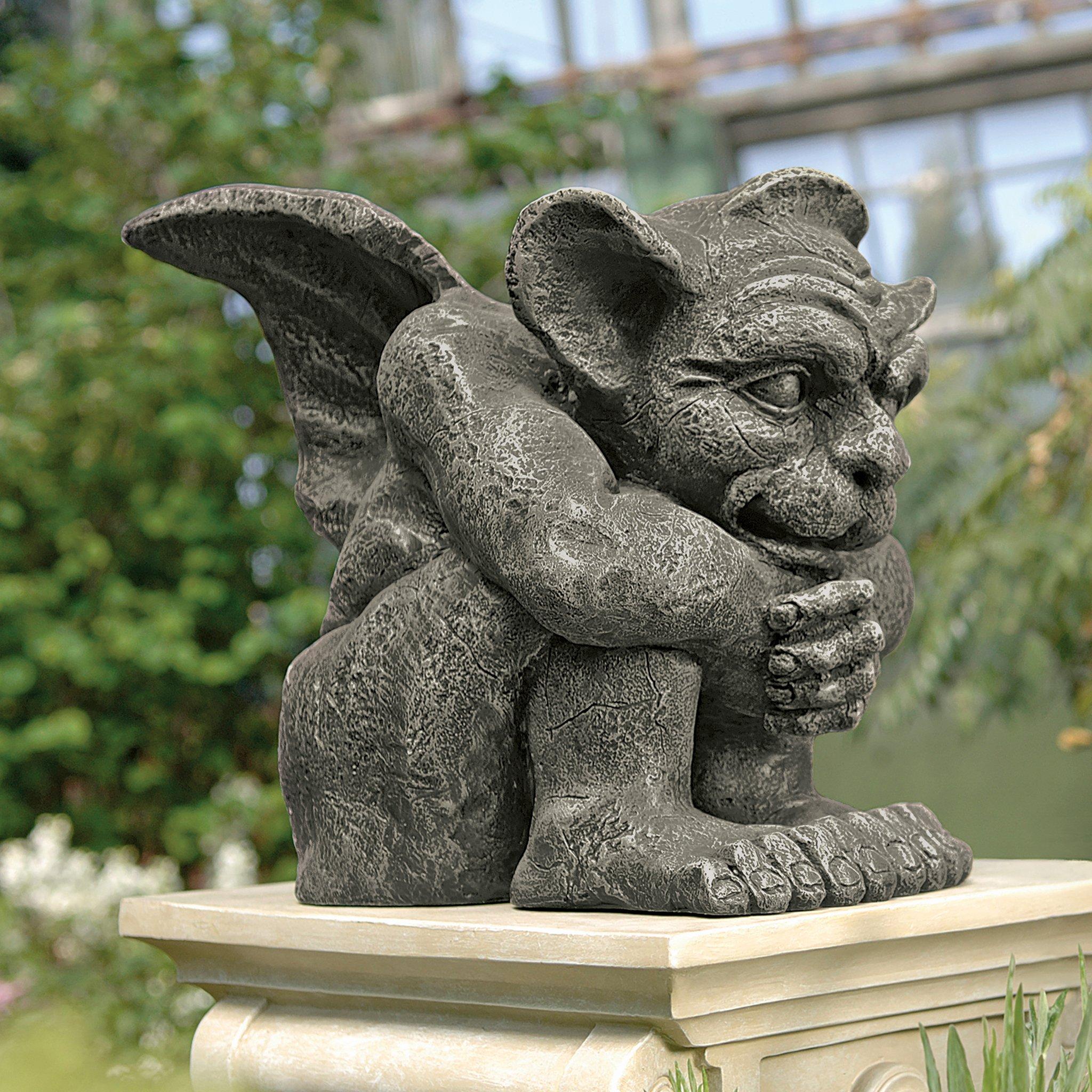 Design Toscano Emmett The Gargoyle Sculpture Gothic Statue, Living Room or Office Decor, Small 10 Inch Tall, Cast Stone Resin, Gray Stone Finish - Image 2