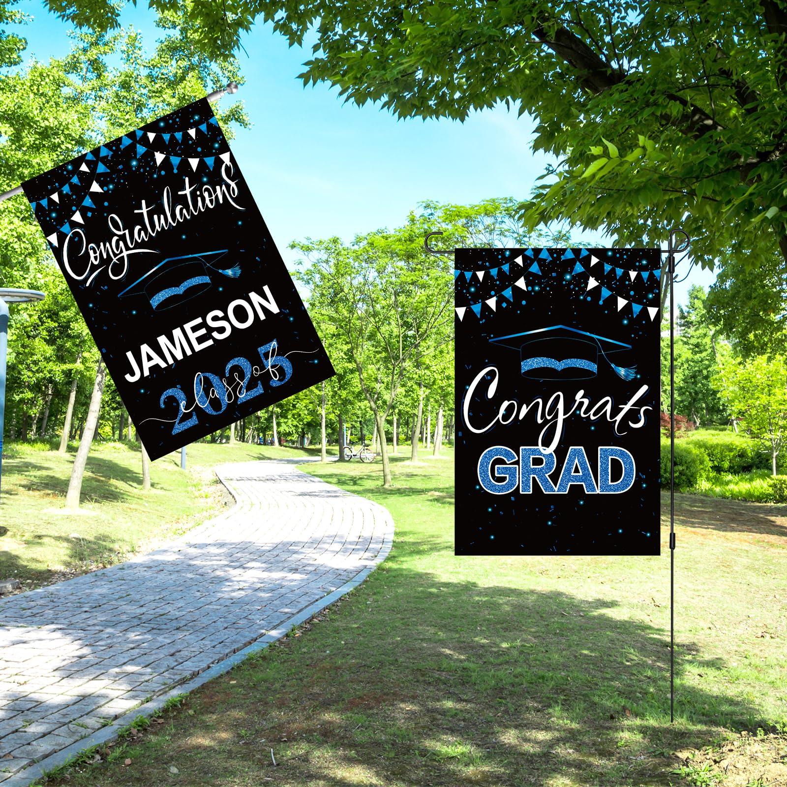 Graduation Flags Personalized 2025, Graduation Garden Flag Double Sided Class Of 2025, Congrats Grad Garden Flags For Outside Yard Decoration, 18x12 Inch (Black Blue) - Image 6
