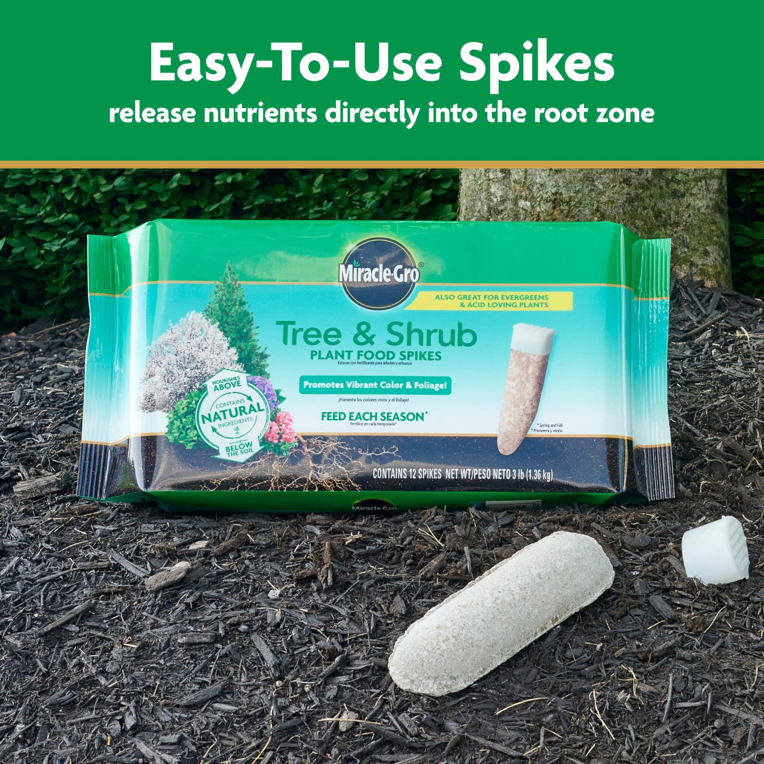 Miracle-Gro Tree and Shrub Plant Food Spikes, For Deciduous, Flowering and Evergreen Trees, Hydrangeas, and Acid-Loving Plants, 12 Spikes - Image 4