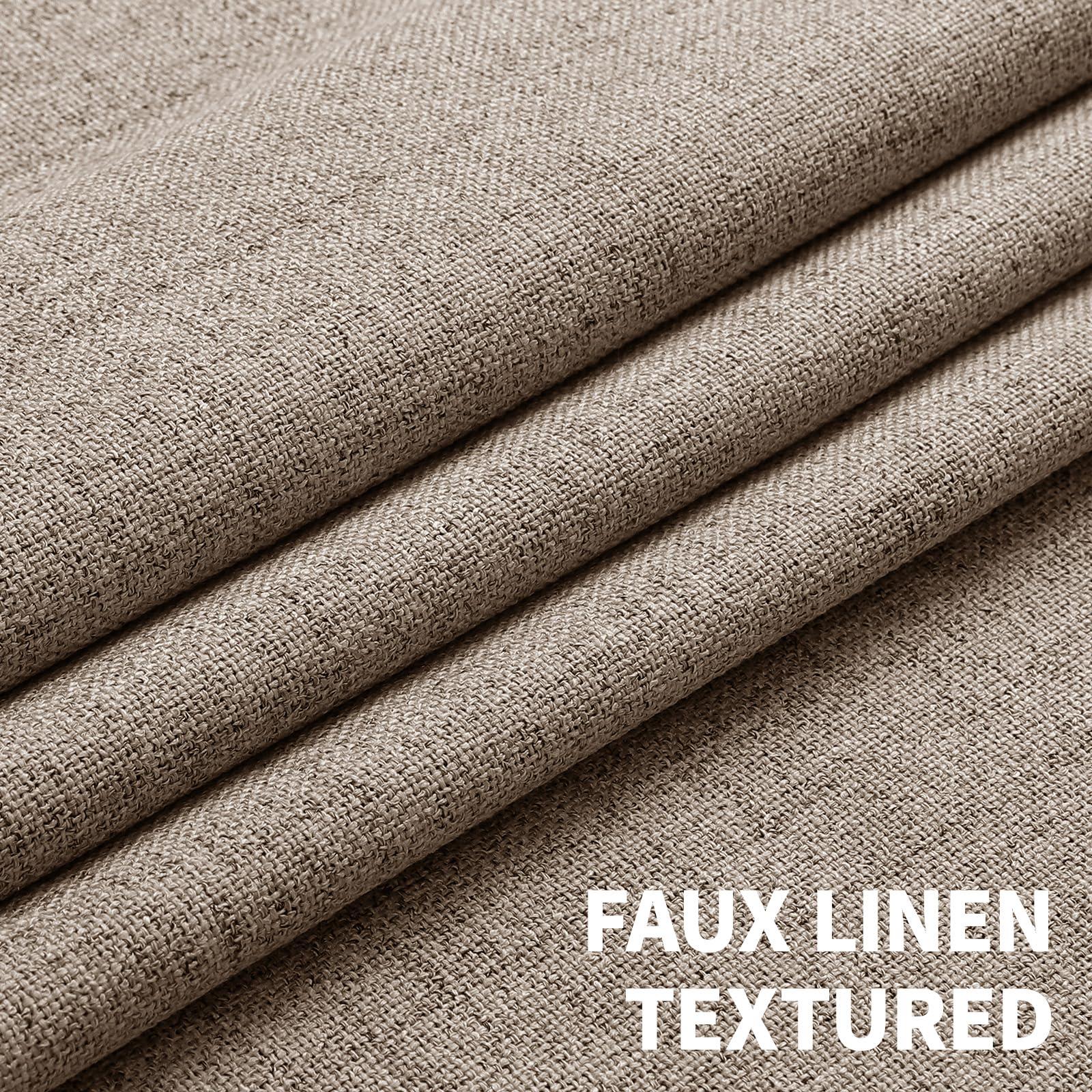CUCRAF 100% Blackout Window Curtains 84 inches Long 2 Panels Set, Faux Linen Look Thermal Insulated Grommet Drapes, Room Darkening Curtain for Bedroom Living Room(W52 x L84 Inch, Light Khaki) - Image 3