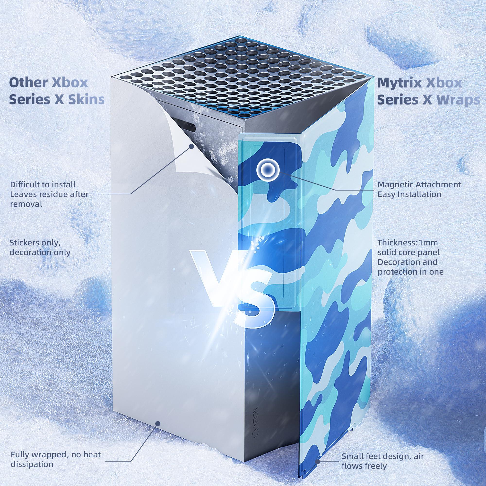 Wraps for Xbox Series X Console, Mytrix Custom X-Box Series X Cover Skin, Magnetic Protective Case for Easy Installation,Full Protection -Blue Camo - Image 4