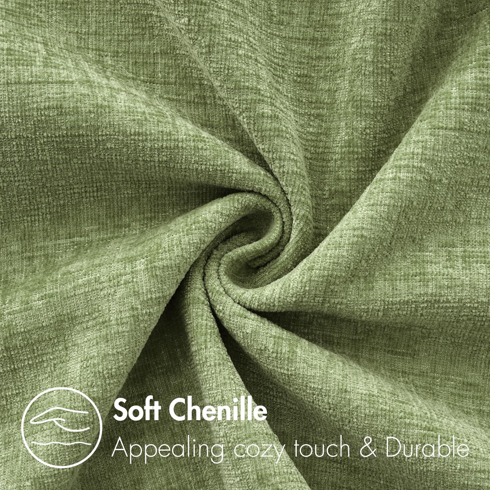 MIULEE Pack of 2 Couch Throw Pillow Covers 18x18 Inch Spring Soft Sage Green Chenille Pillow Covers for Sofa Living Room Solid Dyed Pillow Cases - Image 3