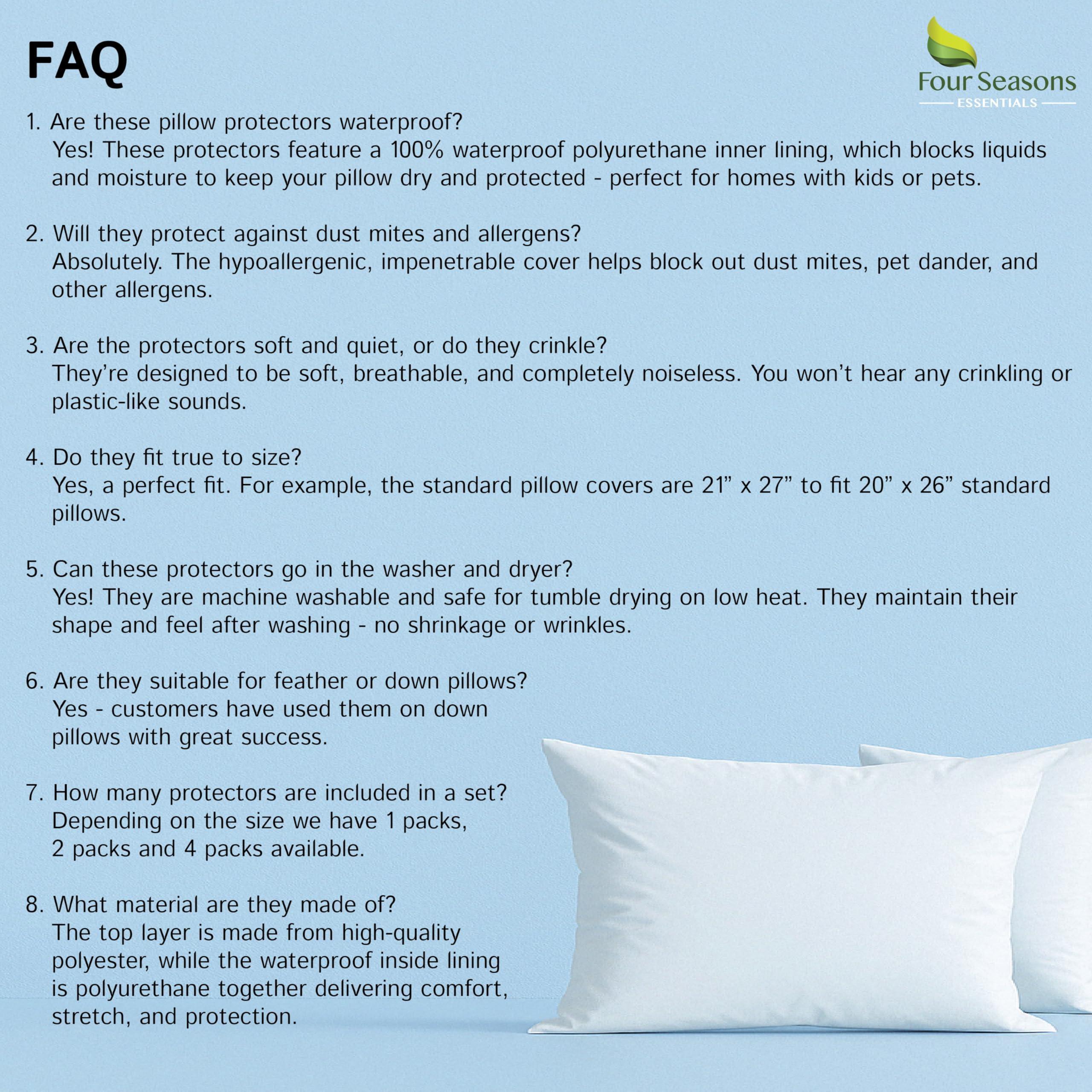 Standard Pillow Protectors (Set of 2) – Zippered Waterproof Pillow Covers Hypoallergenic Dust and Allergen Proof Pillowcase Encasement - Image 9