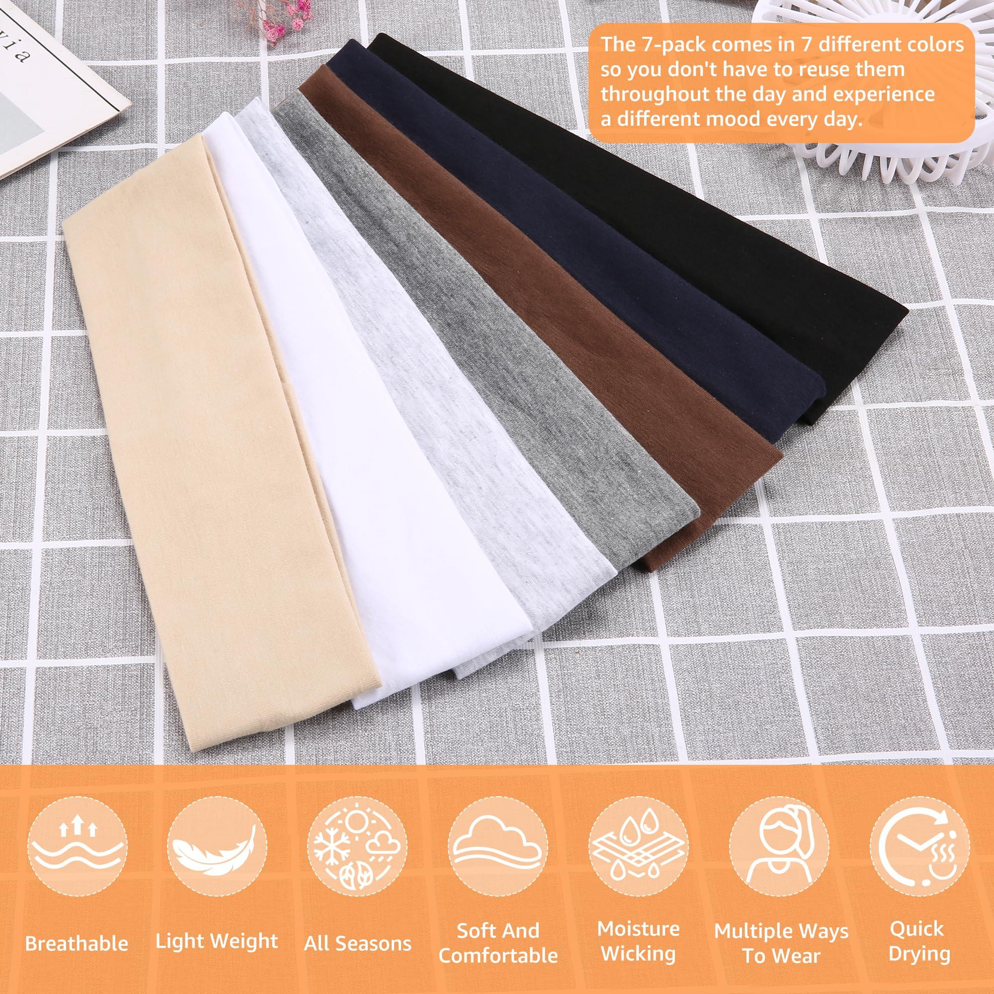 DiyJibb Headbands for Women Non Slip - 7PCS Fashion Sports Hair Bands for Women's Hair, Soft Cotton Cloth Stretchy Headbands for Women for Workout Yoga Running - Image 3
