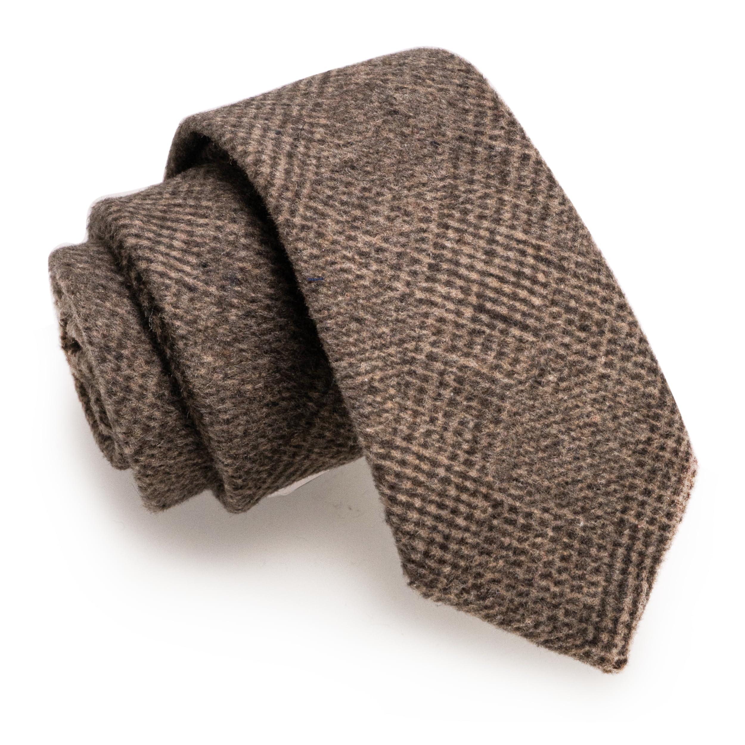 JEMYGINS 2.4" Cotton Necktie Solid Mens Cashmere Wool Skinny Tie