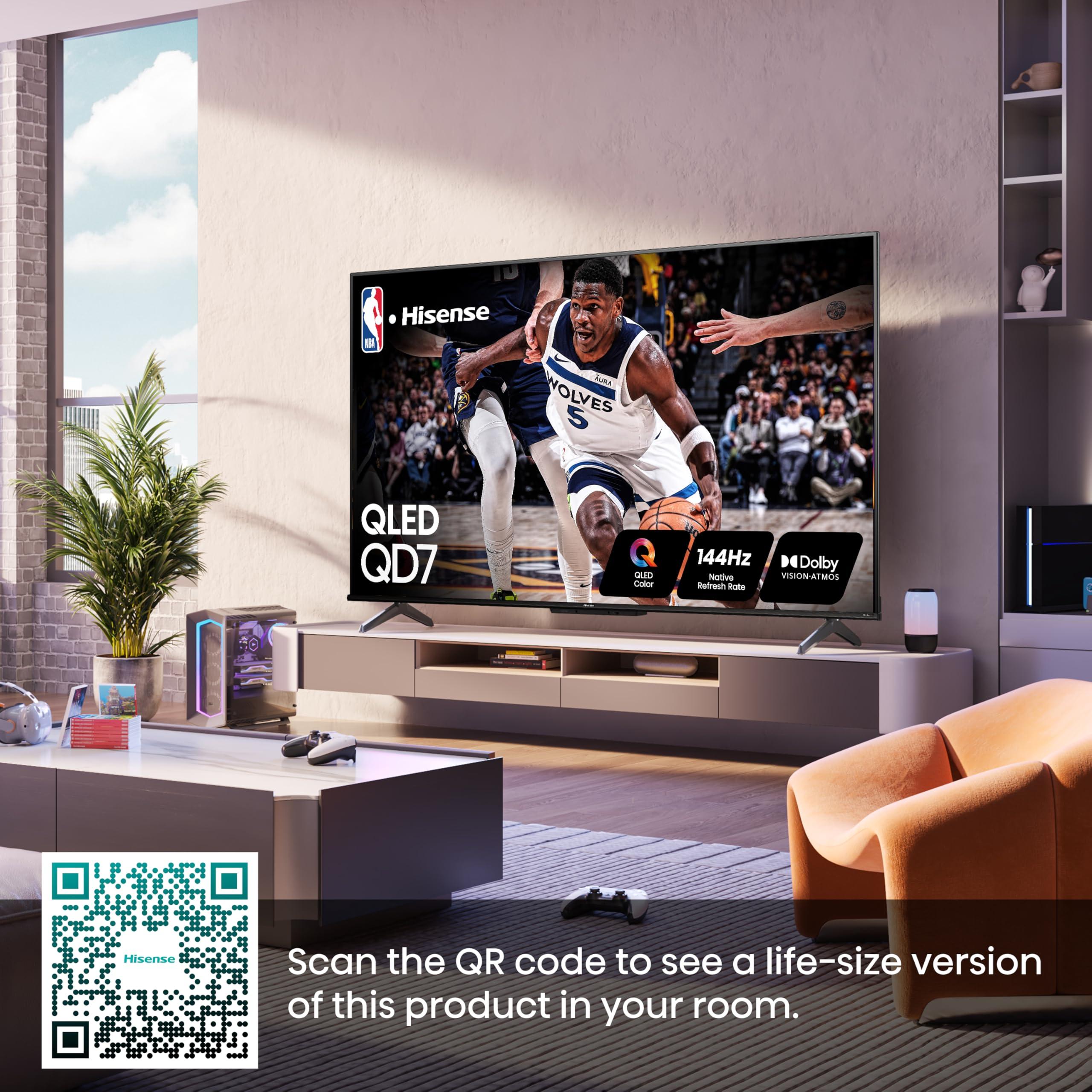 Hisense 75-Inch Class QD7 Series QLED 75QD7N Google Smart TV, Direct Full Array, Alexa Compatibility, Native 144Hz, Motion Rate 240, 4K UHD, 2024 Model, Game Mode Pro - Image 3