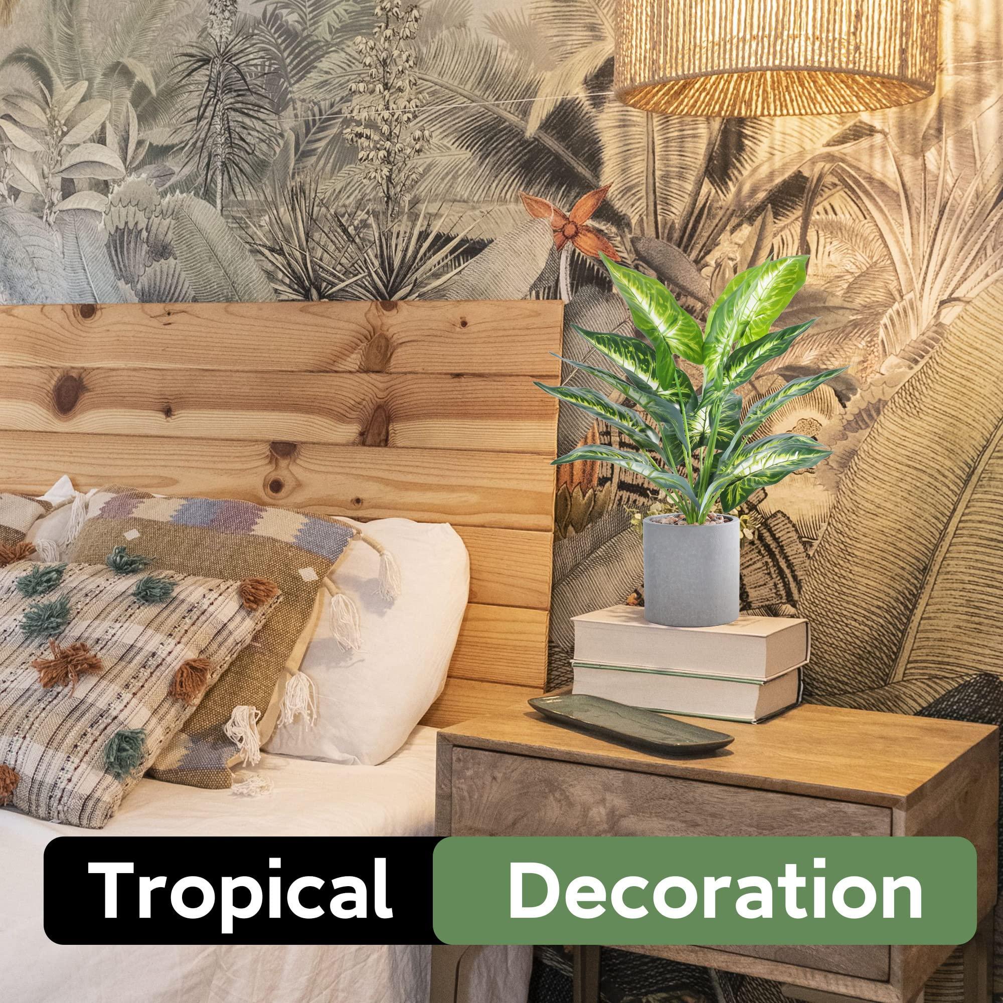 JC nateva 16" Small Fake Plants Artificial Tropical Faux Plants Indoor for Office Desk Shelf Bathroom Home Decor - Image 4