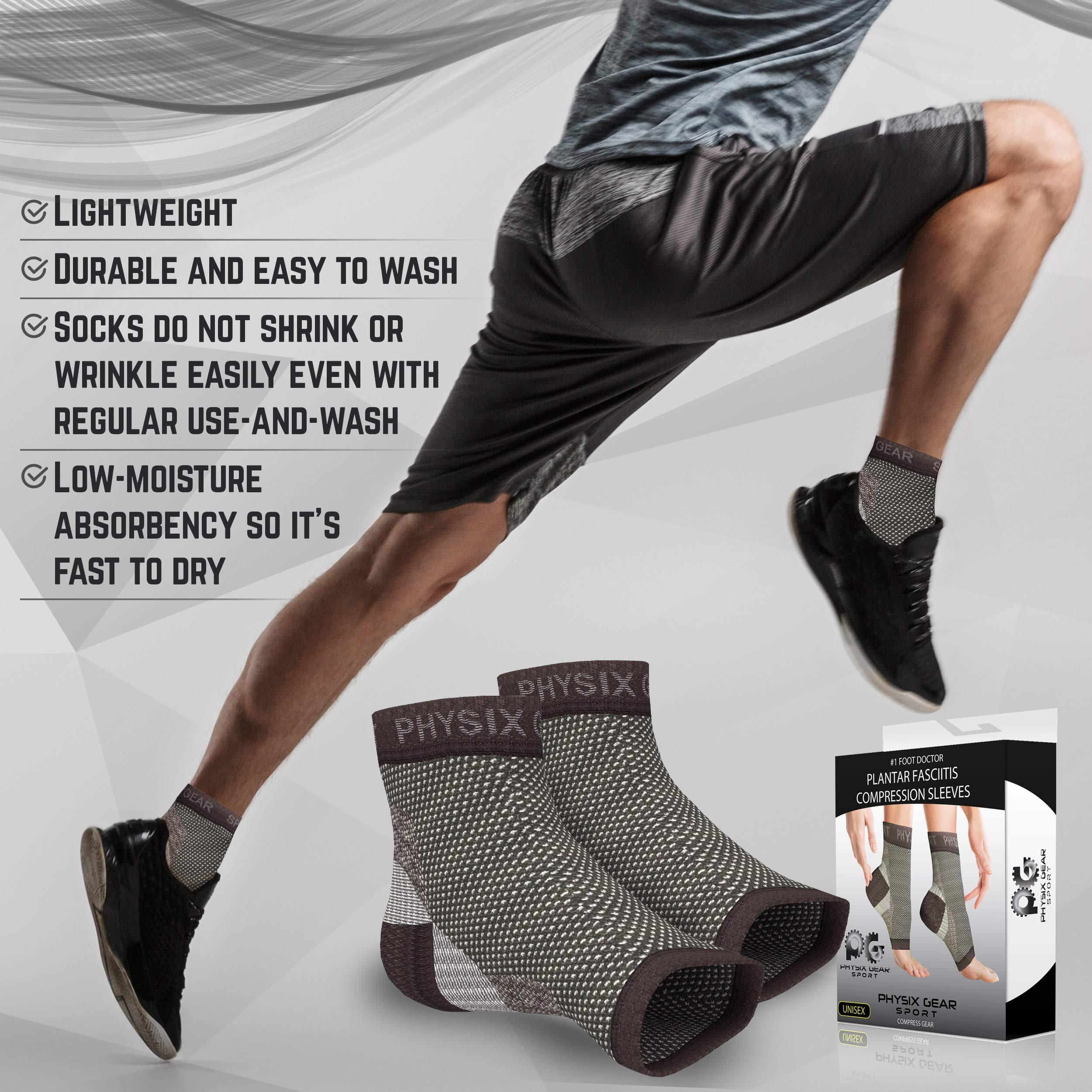 Physix Gear Sport Plantar Fasciitis Socks with Arch Support for Men & Women - Ankle Compression Sleeve, Toeless Compression Socks Foot Pain Relief, Ankle Swelling Better than Night Splint, Black L/XL - Image 7