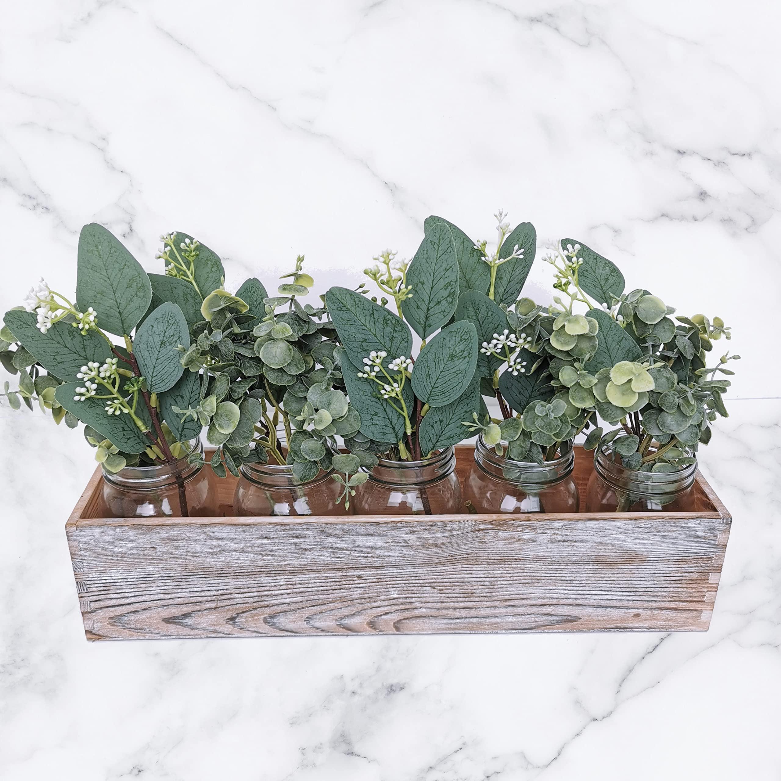 Winlyn 20 Pcs Mixed Artificial Oval Eucalyptus Leaves Bulk with White Seeds Stems and Spray for Vase Floral Wreath Bouquets Wedding Greenery Decoration - Image 2
