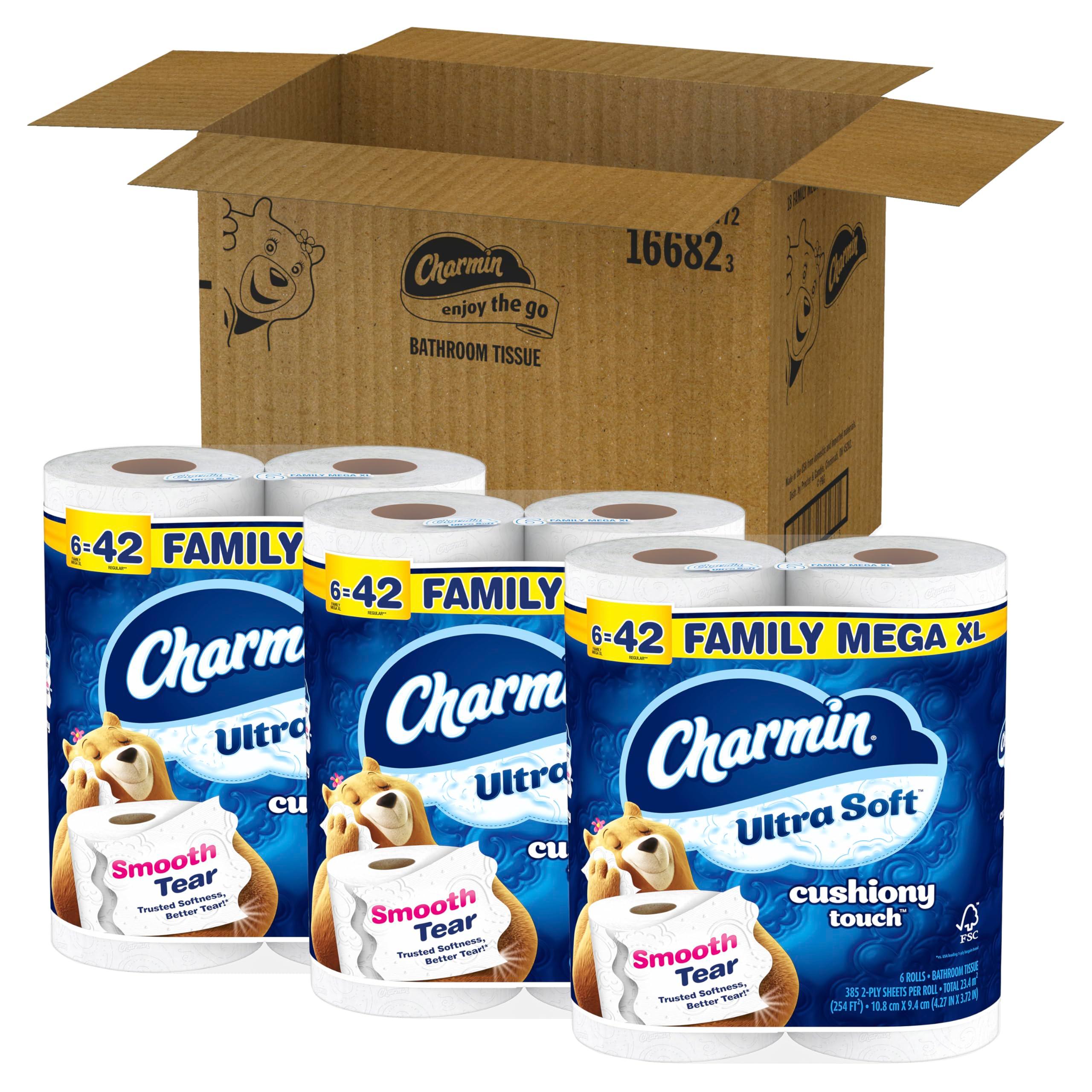 Charmin Toilet Paper Ultra Soft Cushiony Touch, 18 Family Mega XL Rolls = 126 Regular Rolls - Image 13