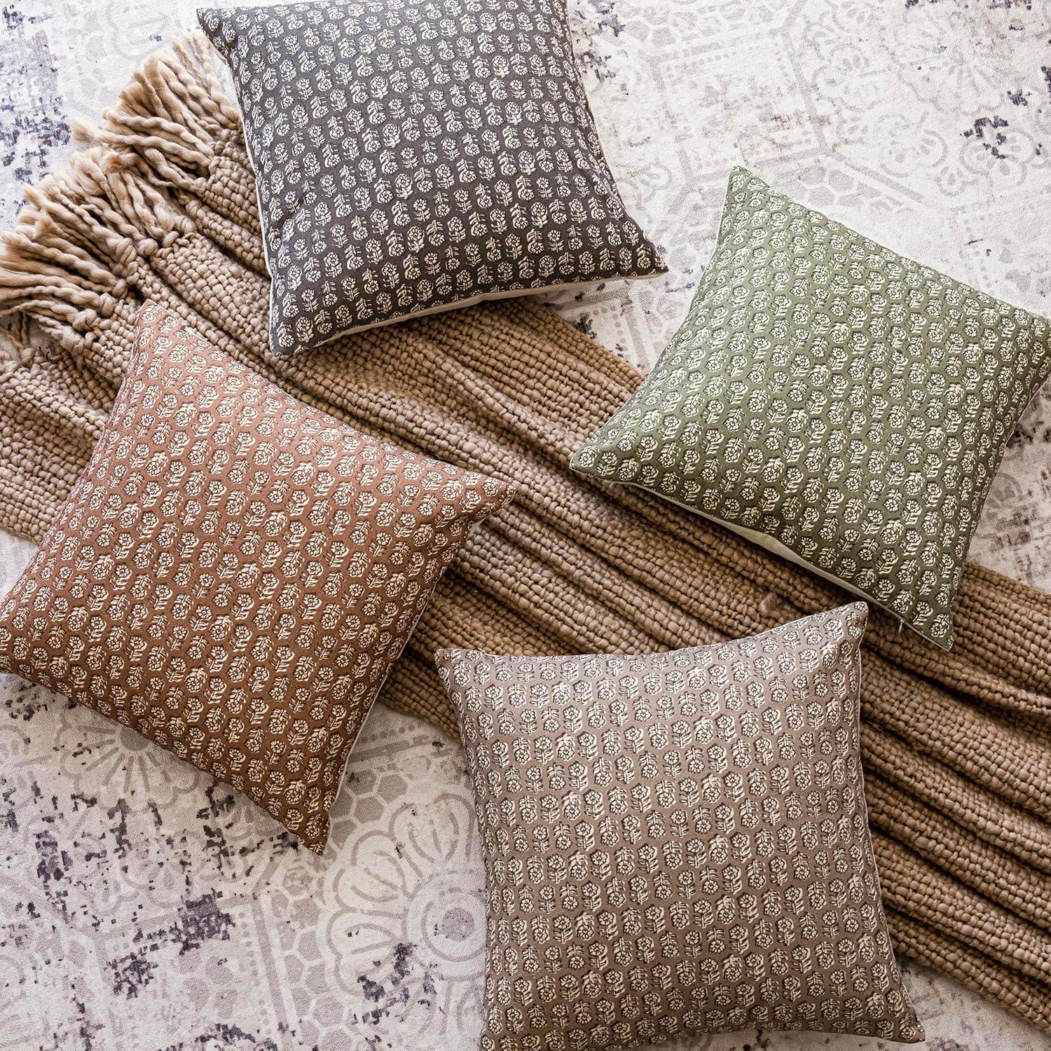 Foindtower Set of 2 Decorative Vintage Floral Print Throw Pillow Covers Neutral Modern Farmhouse Cushion Covers Boho Home Decor for Sofa Chair Couch Bedroom Living Room Outdoor,18×18 Inch,Tan Taupe - Image 6
