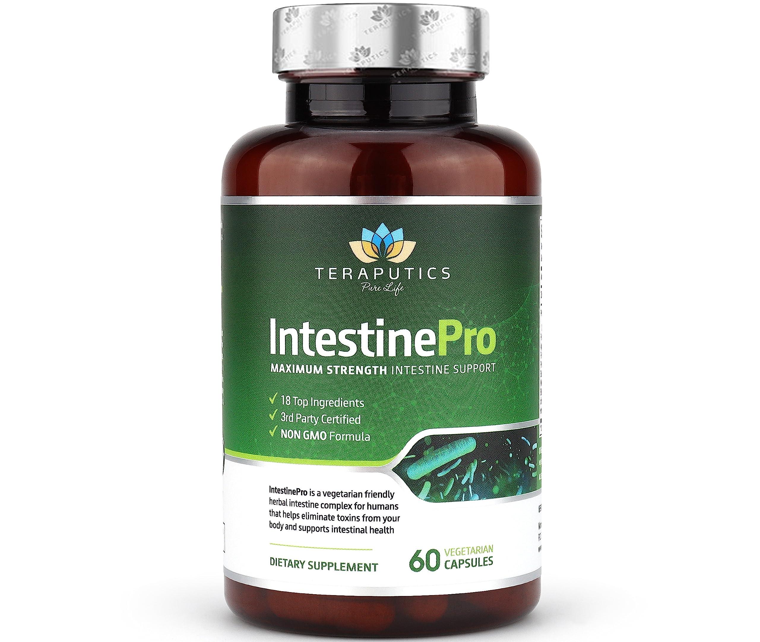 Teraputics IntestinePro Intestine Support for Humans with Non-GMO Wormwood, Black Walnut, Echinacea + 15 More Premium Ingredients, 60 Vegetarian Capsules - Image 1