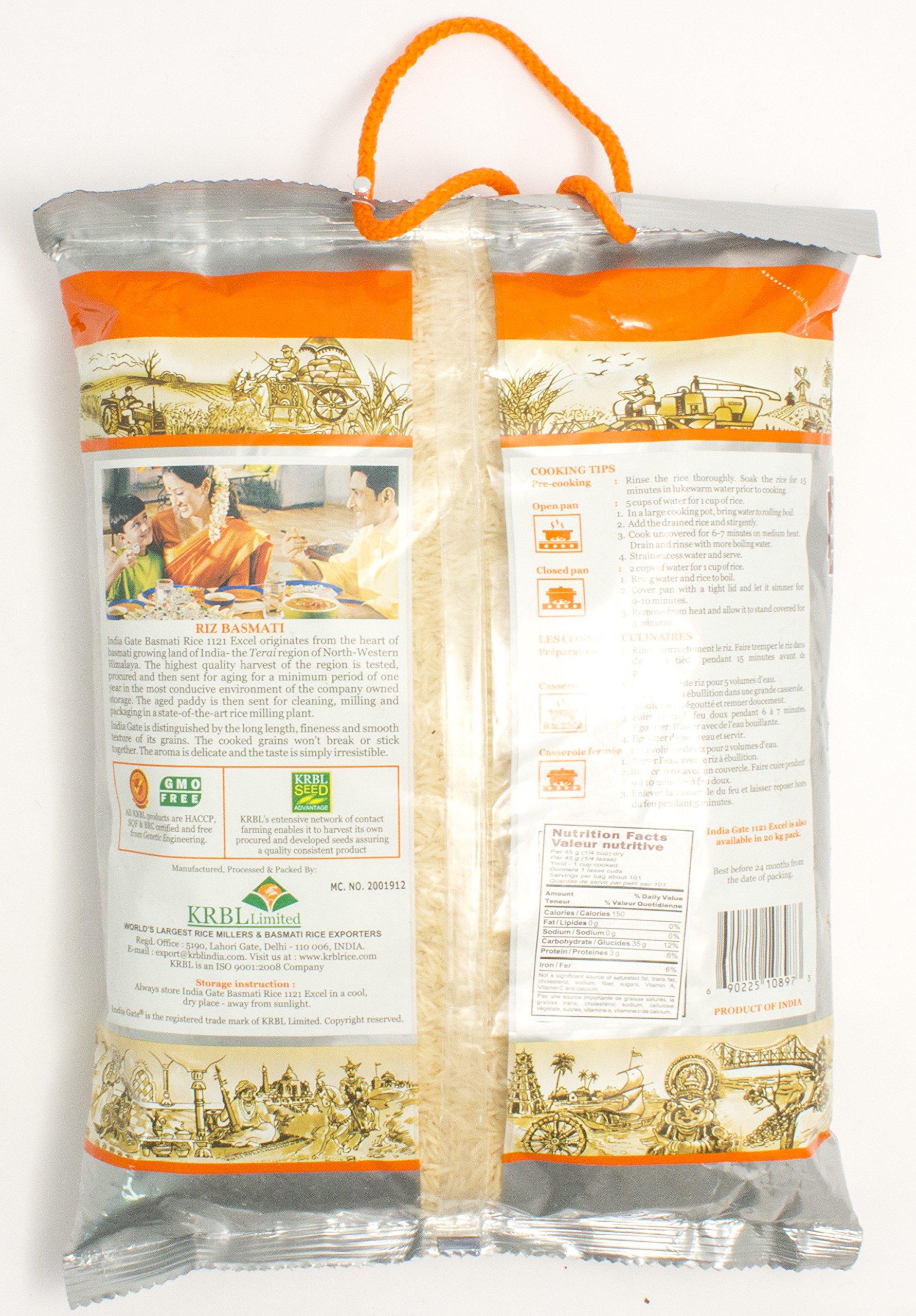India Gate - White Basmati XL Rice - Excel, 10 Pound - Image 2